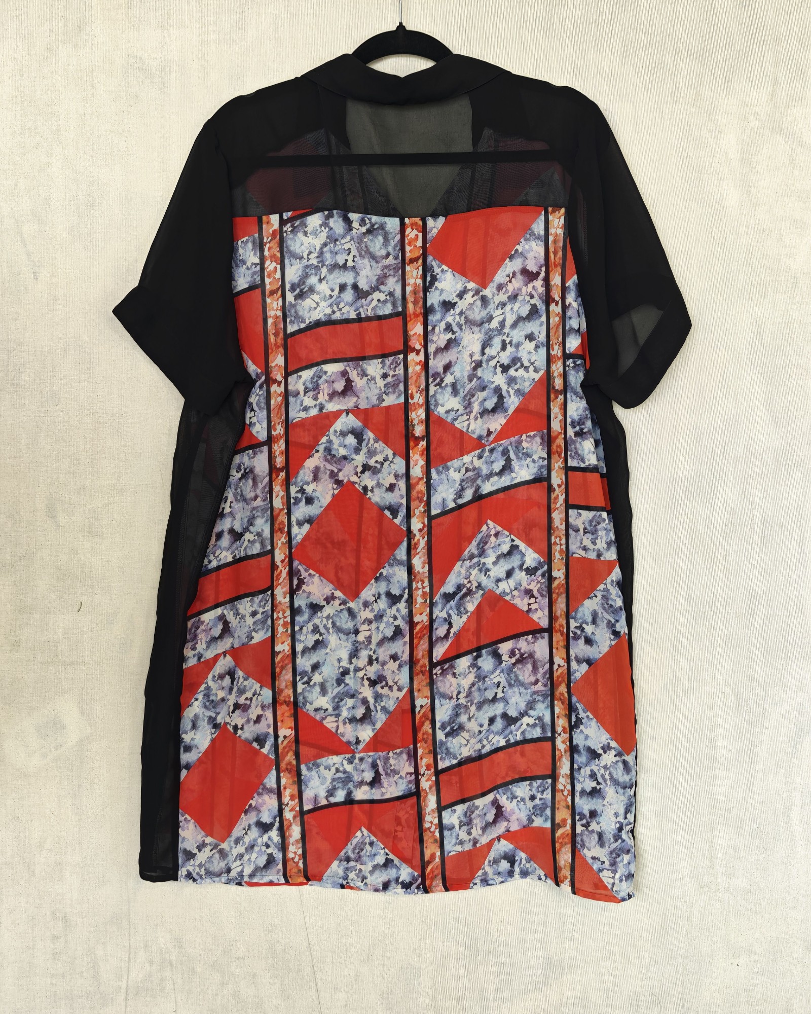 F&F Black & Red Patterned Short Sleeve Shirt Dress UK 16 image 3