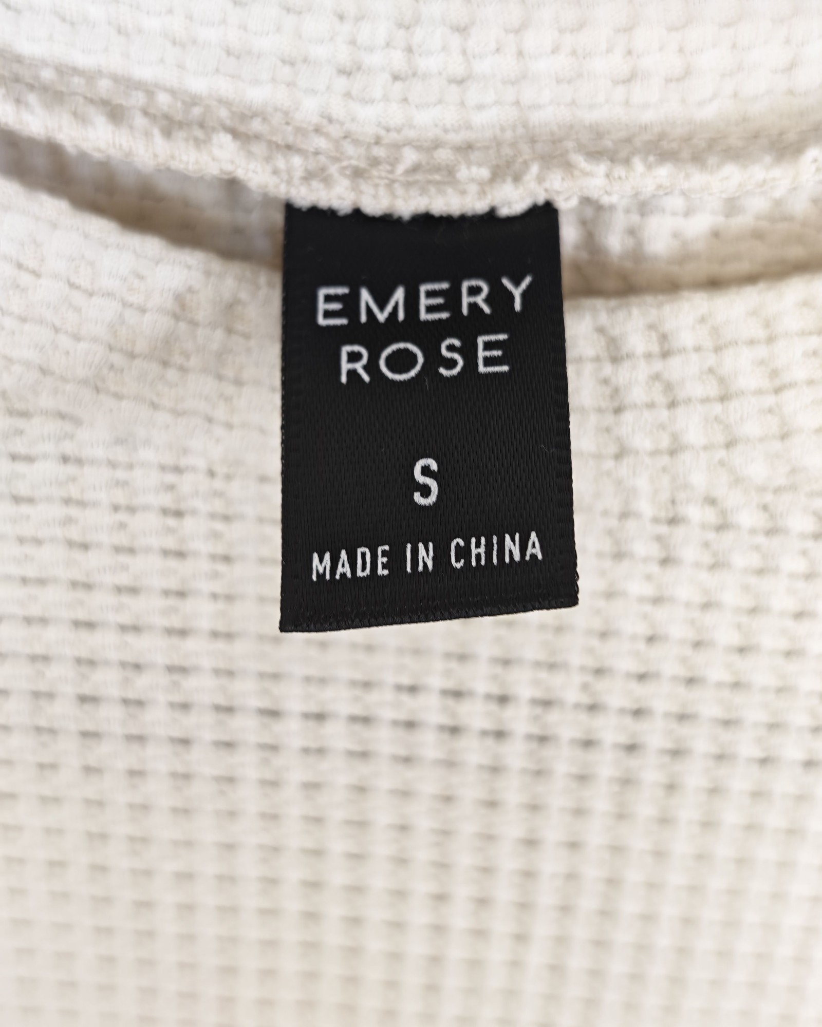 Emery Rose White Waffle Knit T-Shirt Small Cotton Polyester image 2