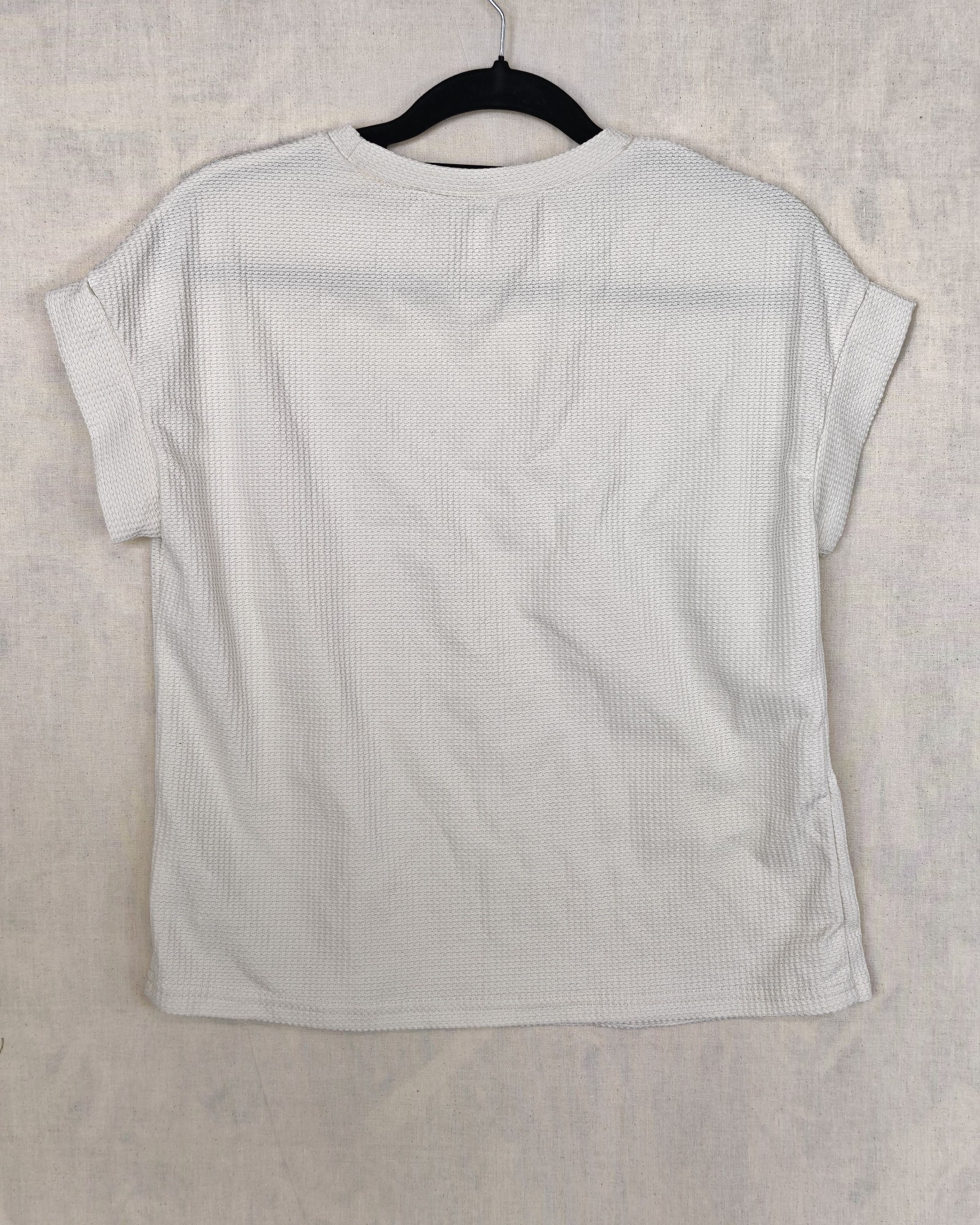 Emery Rose White Waffle Knit T-Shirt Small Cotton Polyester image 3