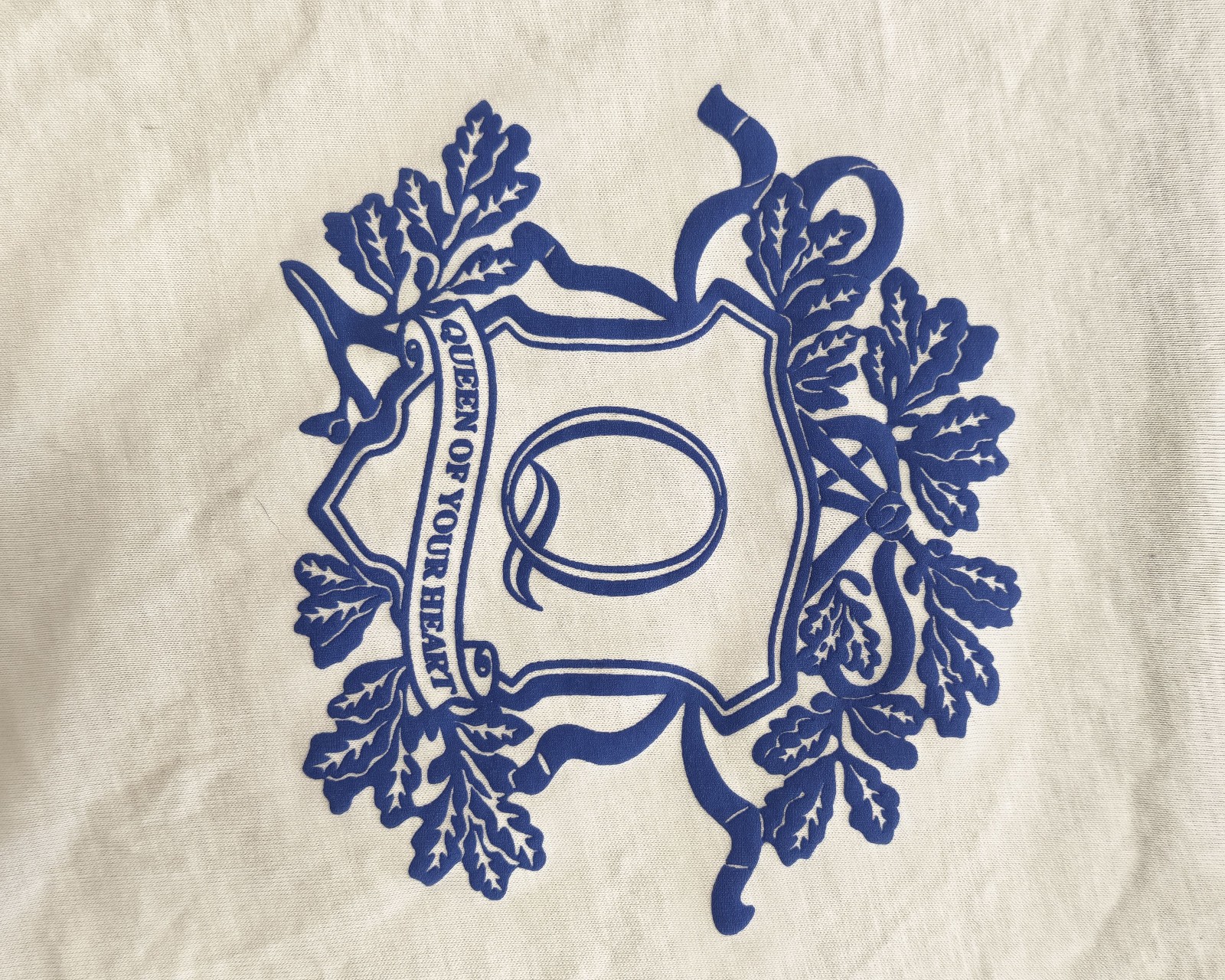 H&M White Cropped T-Shirt Small Blue Print image 5