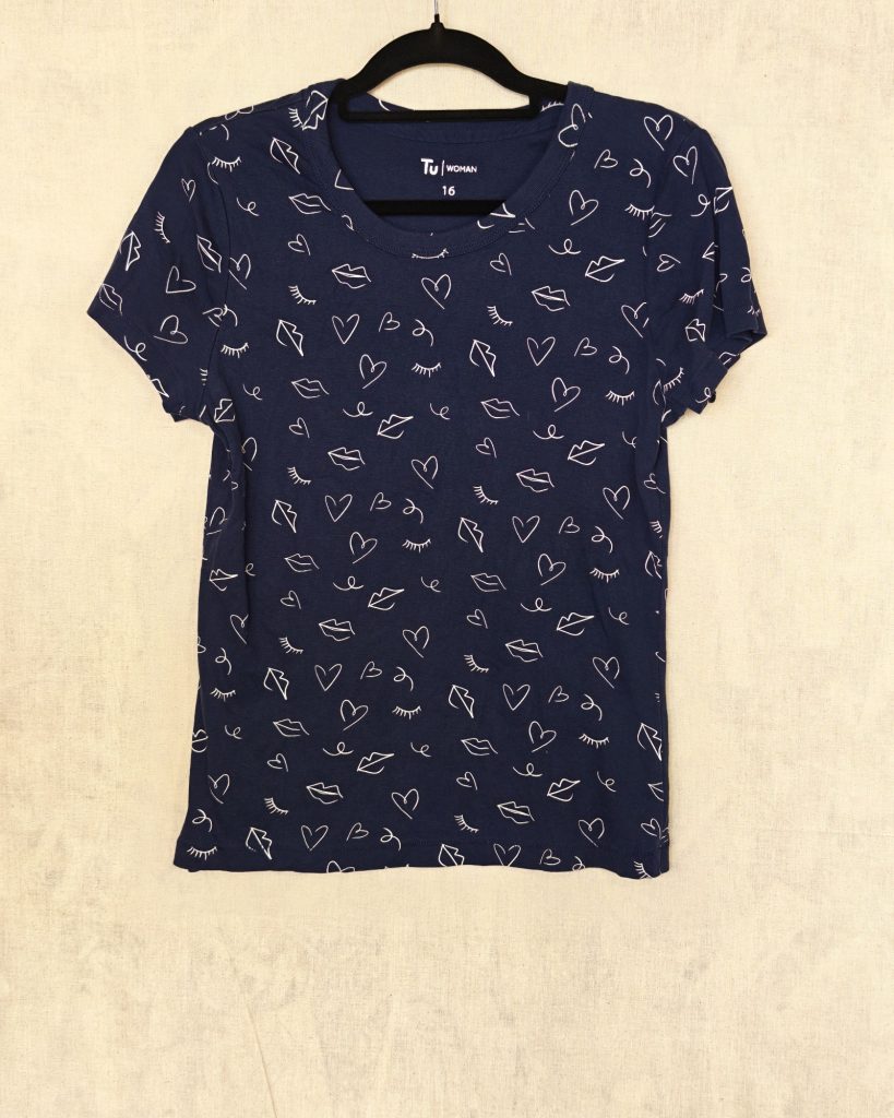 Tu Navy & White Printed T-Shirt UK 16