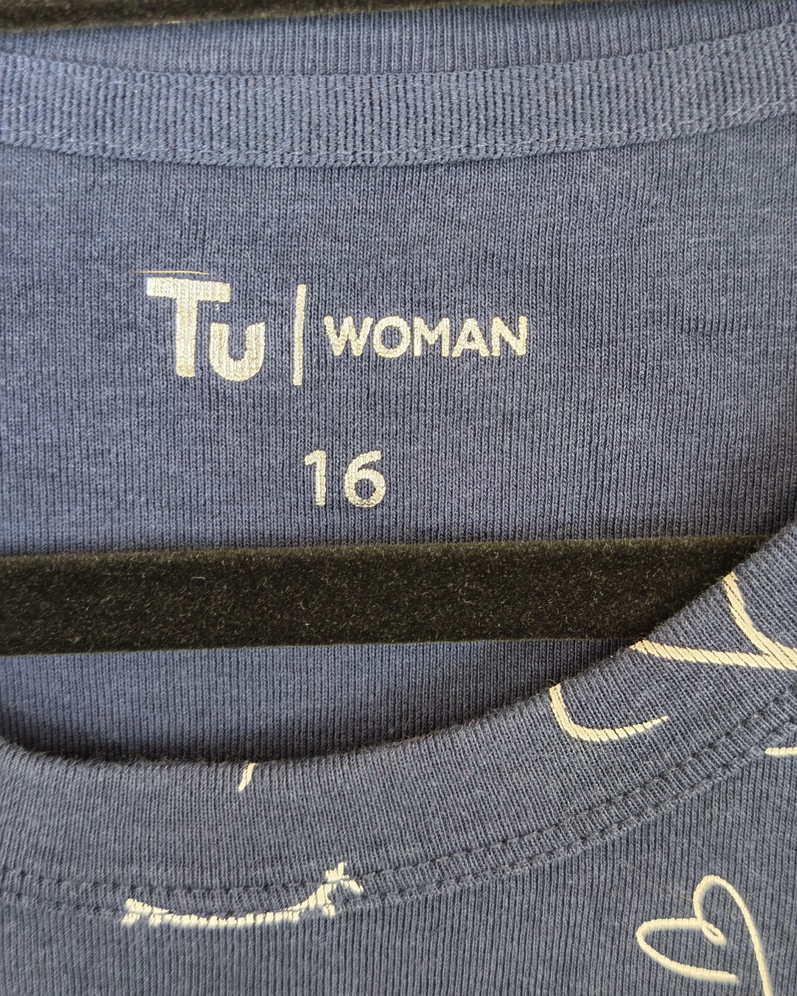 Tu Navy & White Printed T-Shirt UK 16 image 2