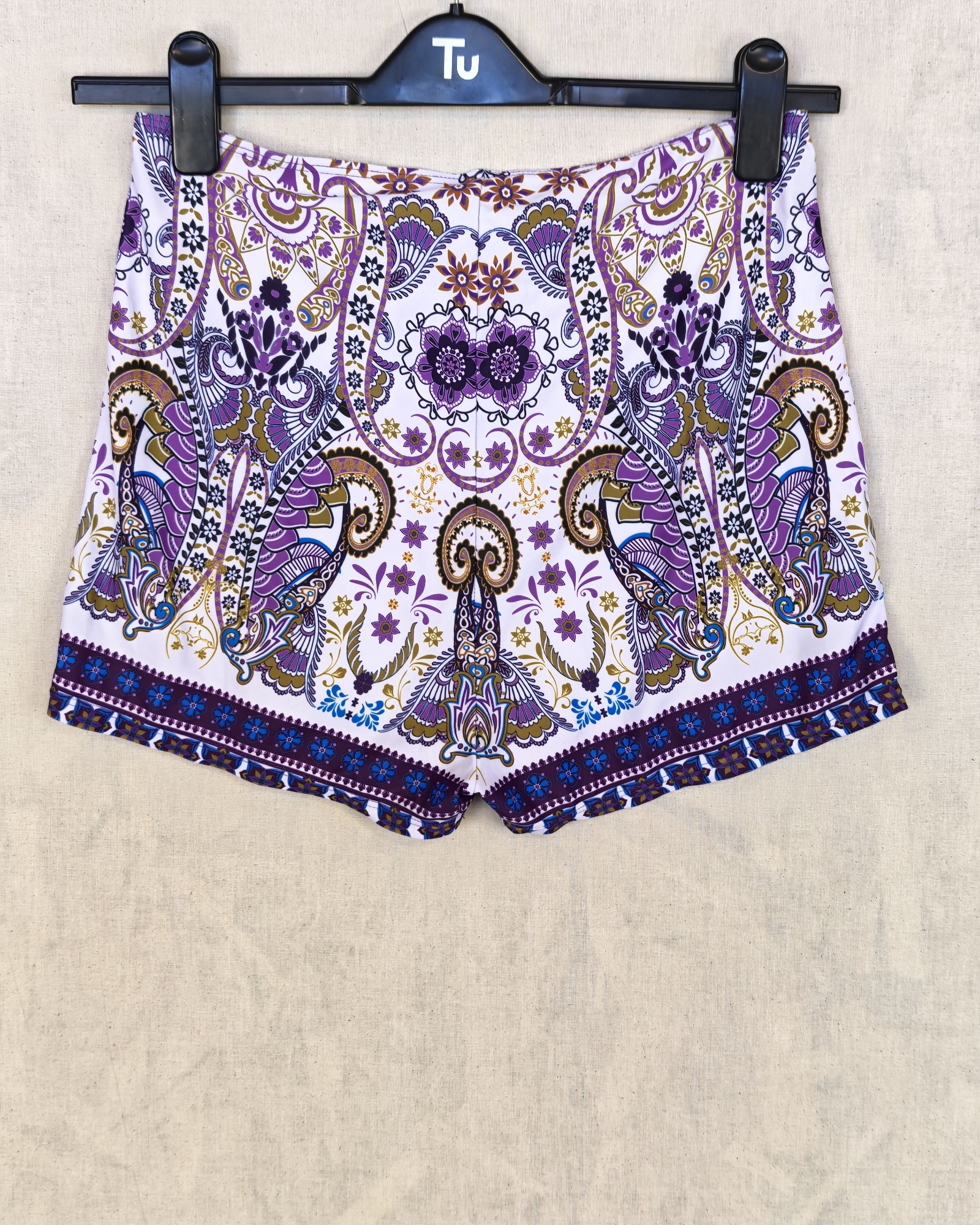 Purple & White Patterned Shorts Large image 2