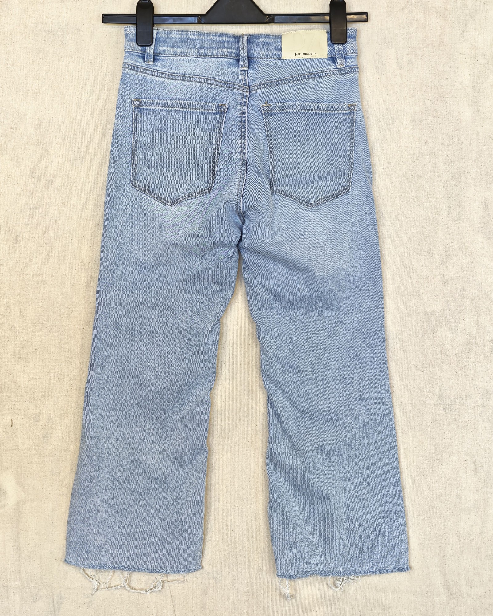 Stradivarius Light Blue Denim Jeans Size 38 Distressed Hem image 2