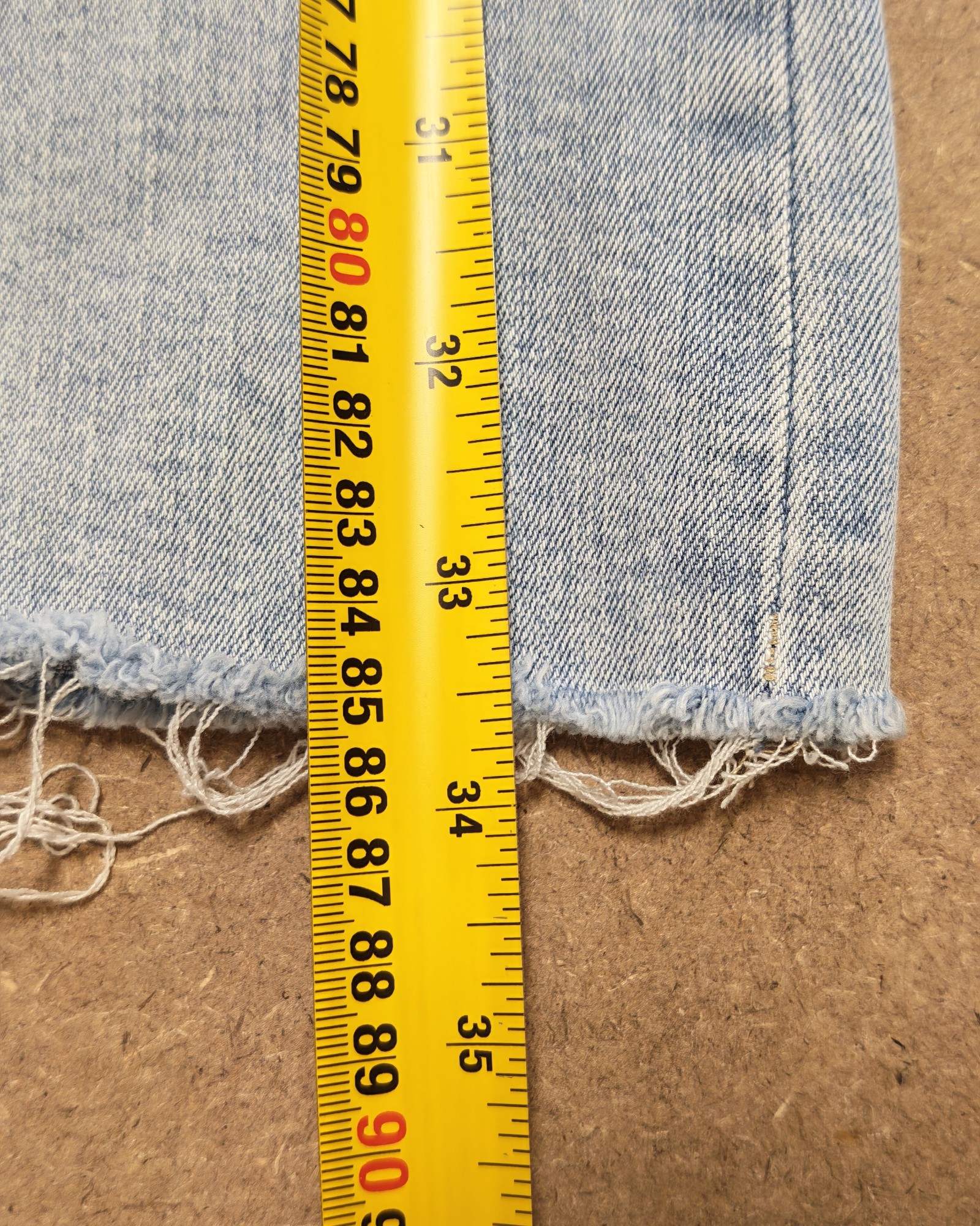 Stradivarius Light Blue Denim Jeans Size 38 Distressed Hem image 9