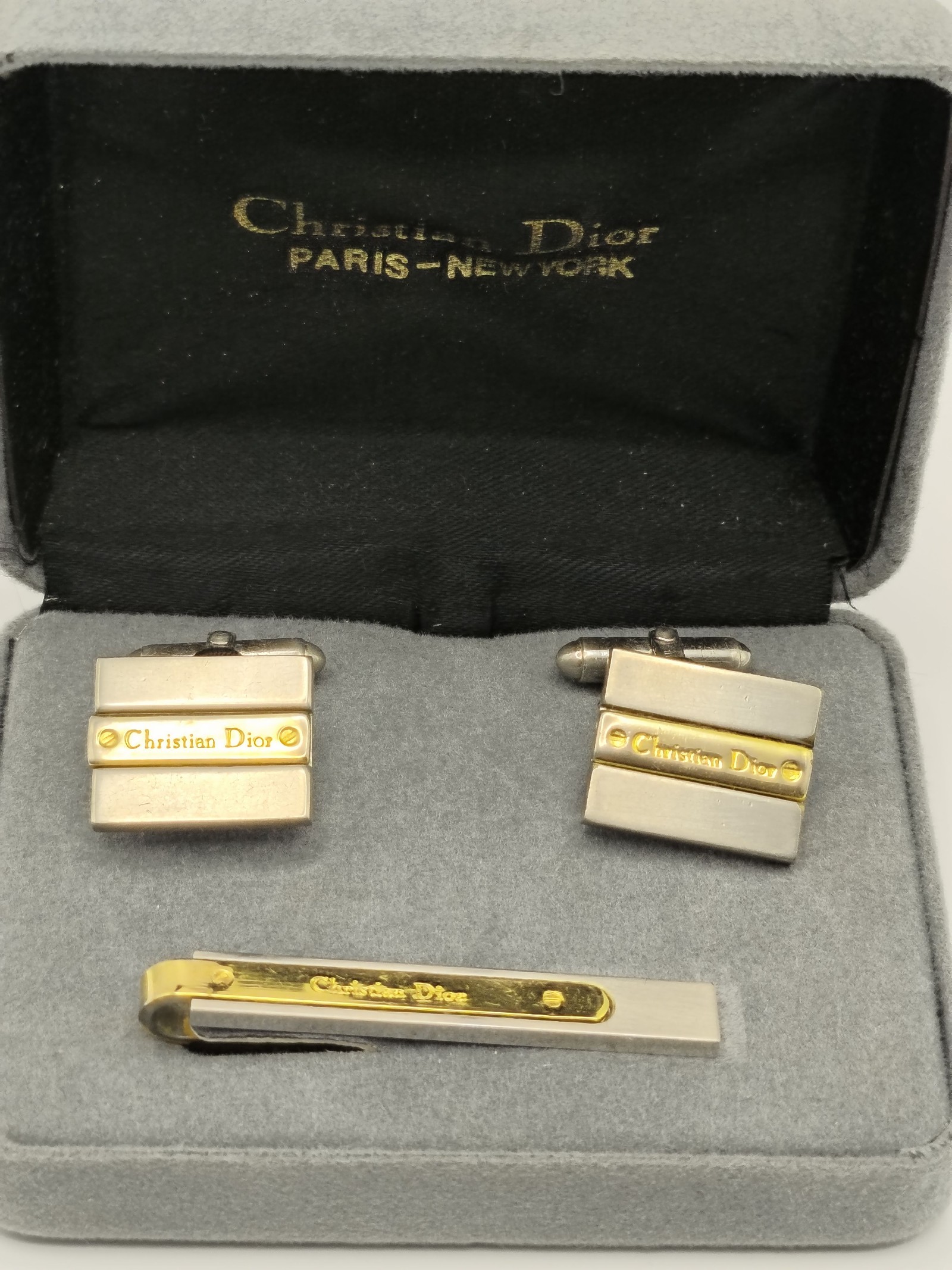 Christian Dior Gold & Silver Cufflinks & Tie Clip Set Men Other image 2