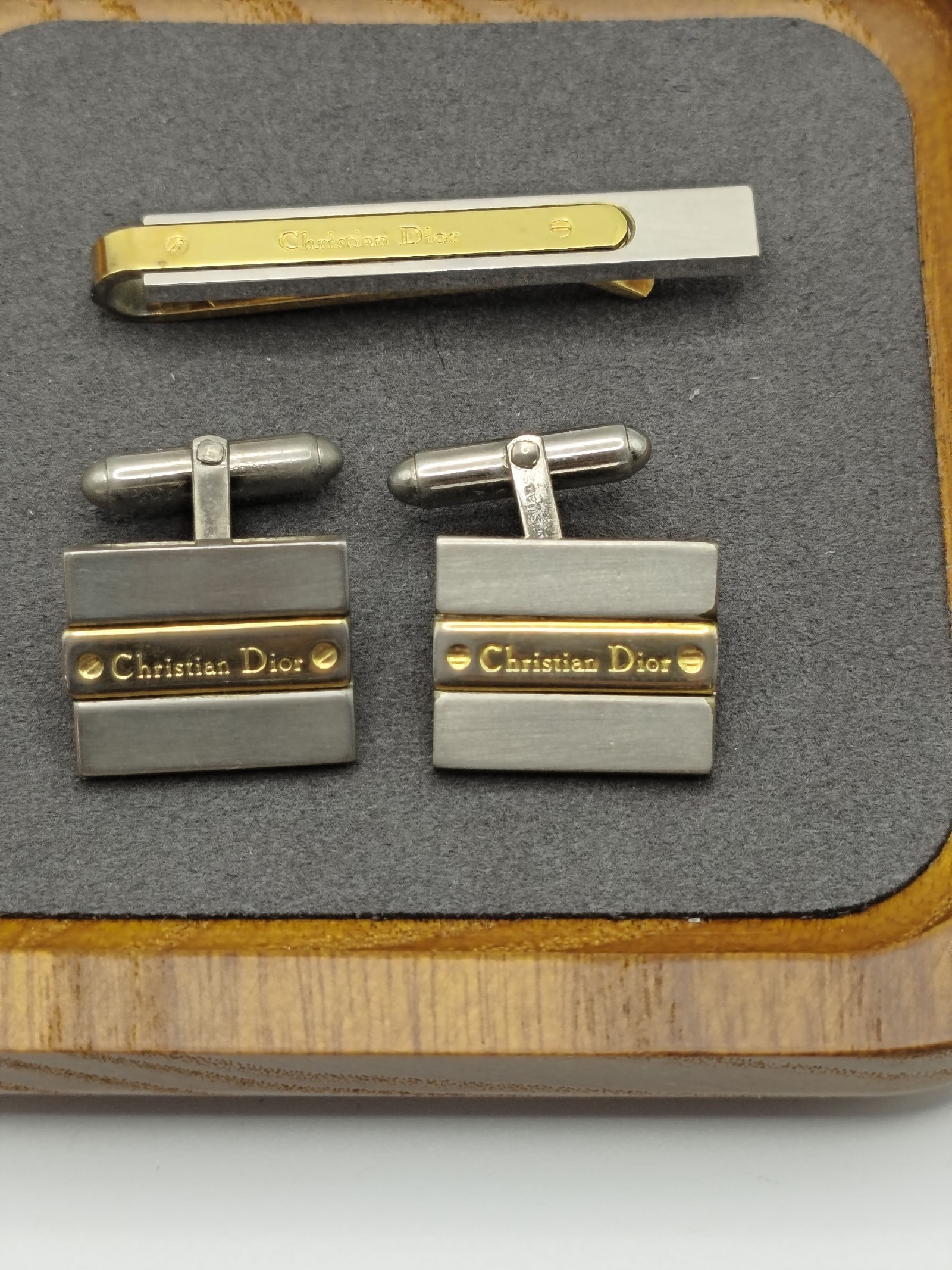 Christian Dior Gold & Silver Cufflinks & Tie Clip Set Men Other image 4