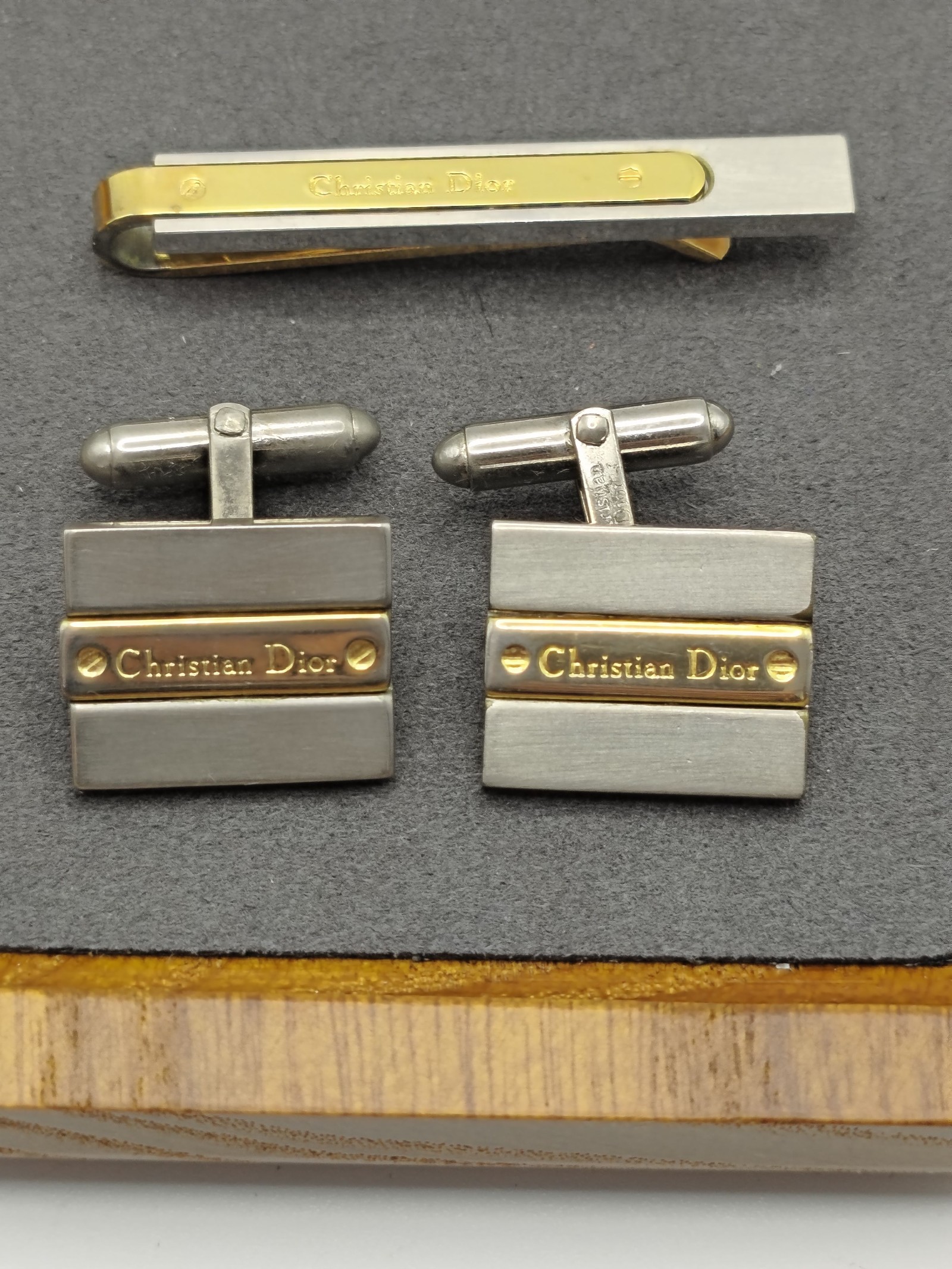 Christian Dior Gold & Silver Cufflinks & Tie Clip Set Men Other image 5