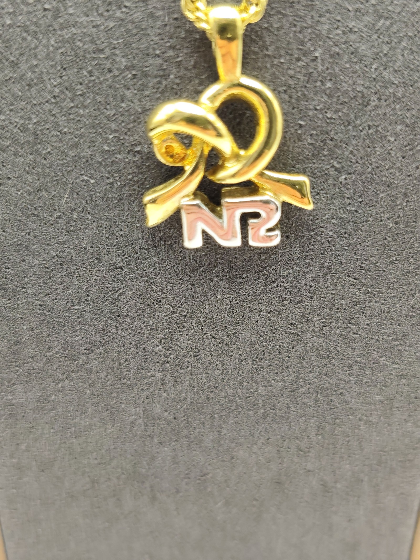 Nina Ricci Gold Tone Ribbon Pendant Necklace with Box image 2
