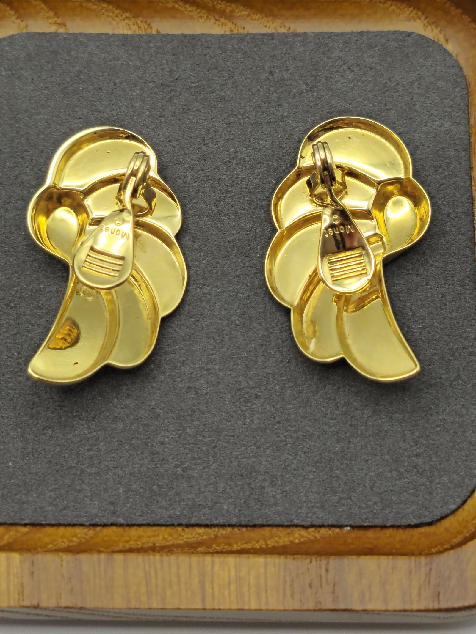Monet Gold Tone Vintage Clip On Earrings Women image 6