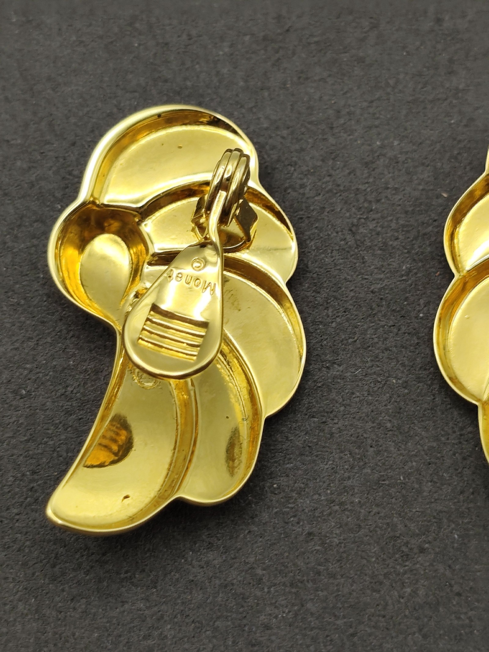 Monet Gold Tone Vintage Clip On Earrings Women image 8