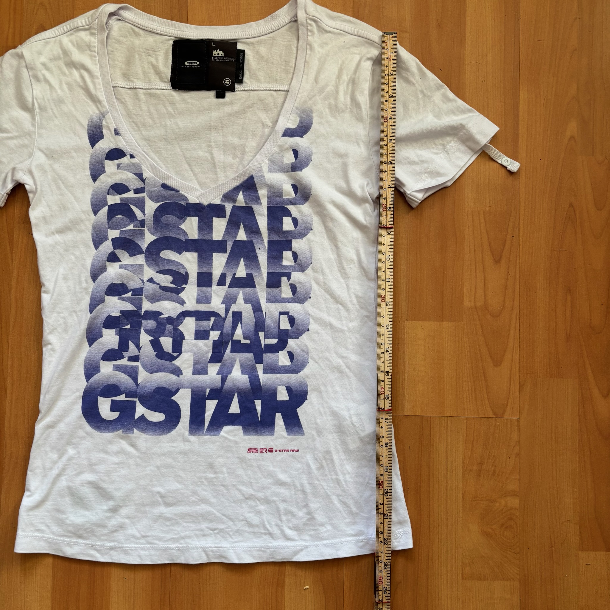 G-Star White & Blue V-Neck T-Shirt Large Cotton image 7