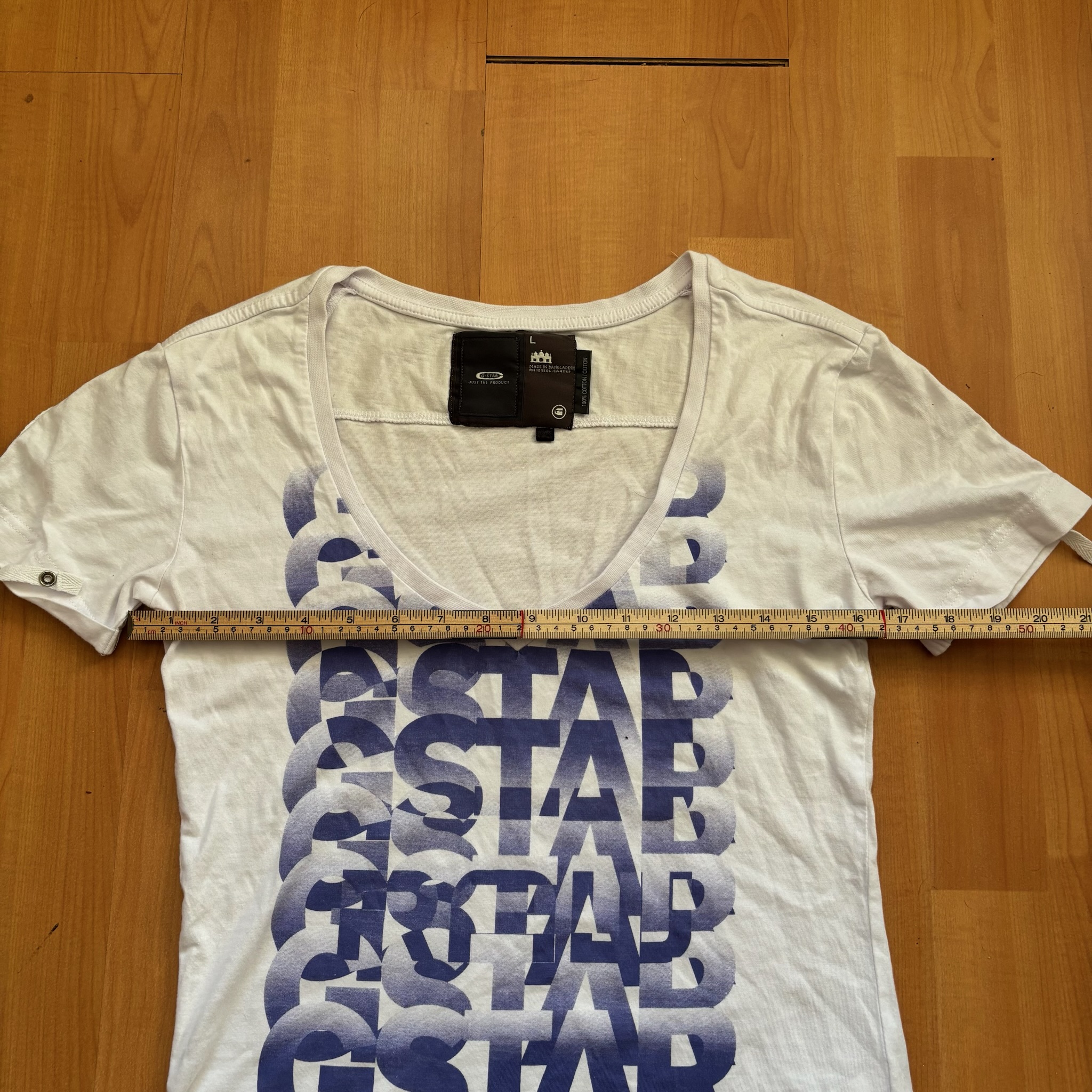 G-Star White & Blue V-Neck T-Shirt Large Cotton image 8