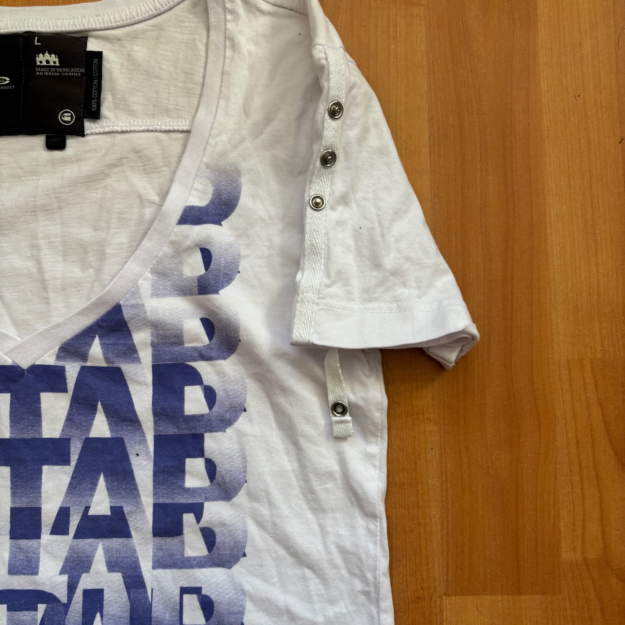 G-Star White & Blue V-Neck T-Shirt Large Cotton image 9