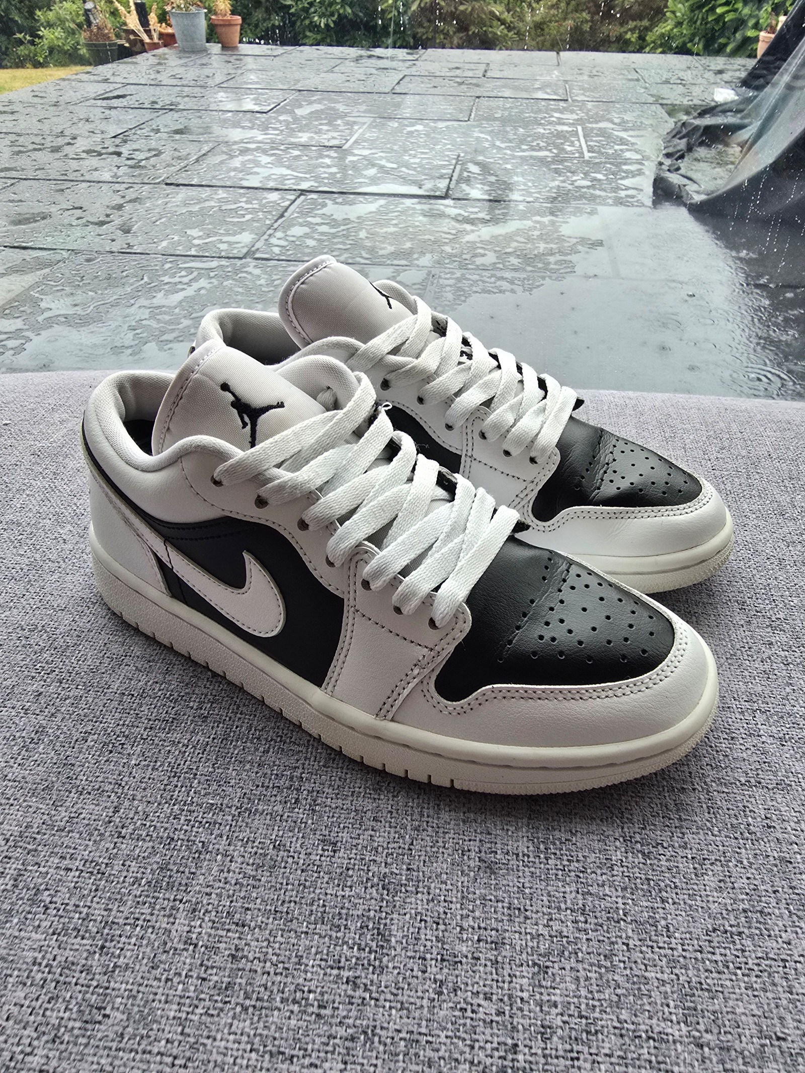 Nike Black & White Air Jordan 1 Low UK4 Sneakers image 2