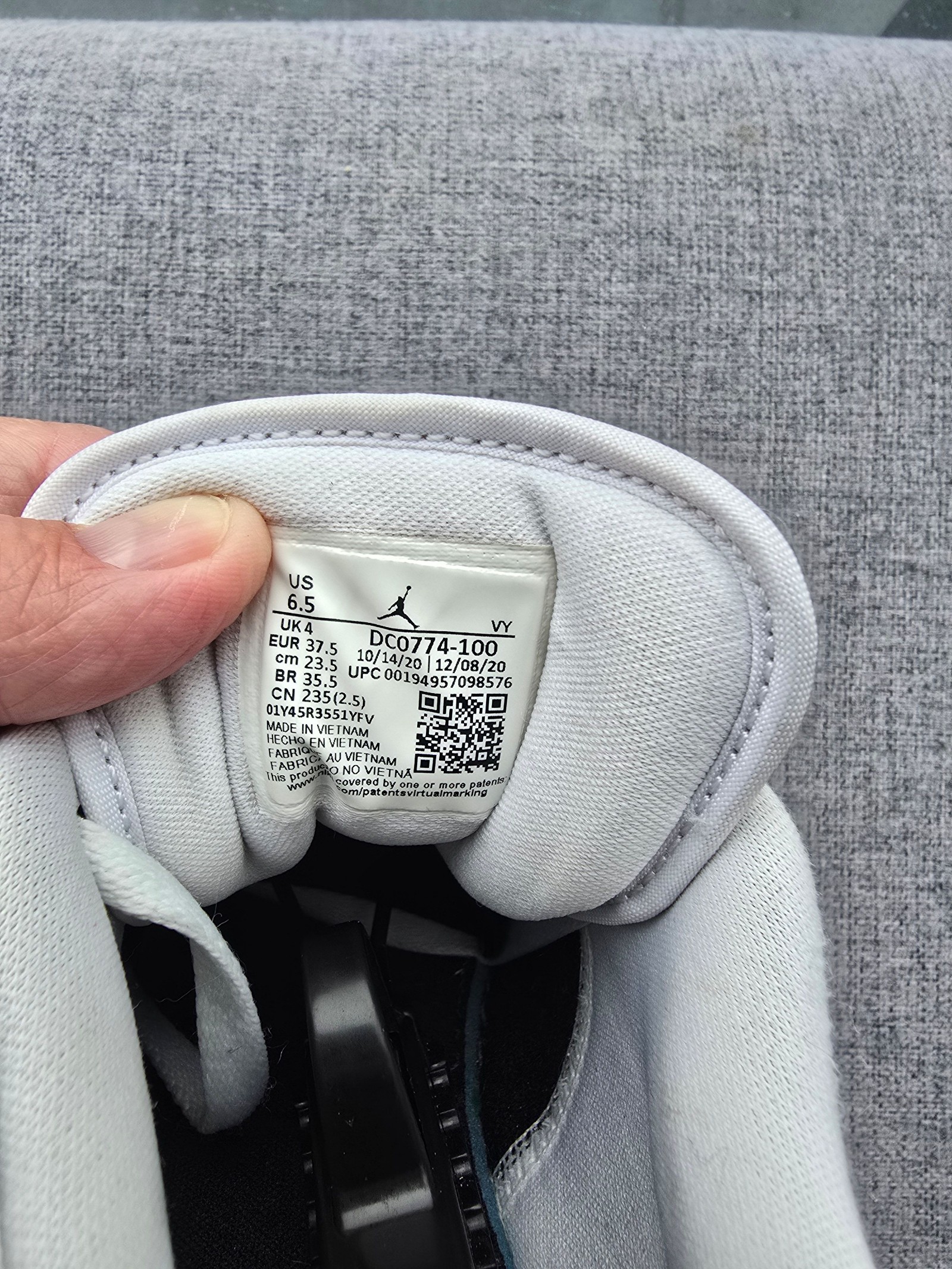 Nike Black & White Air Jordan 1 Low UK4 Sneakers image 6
