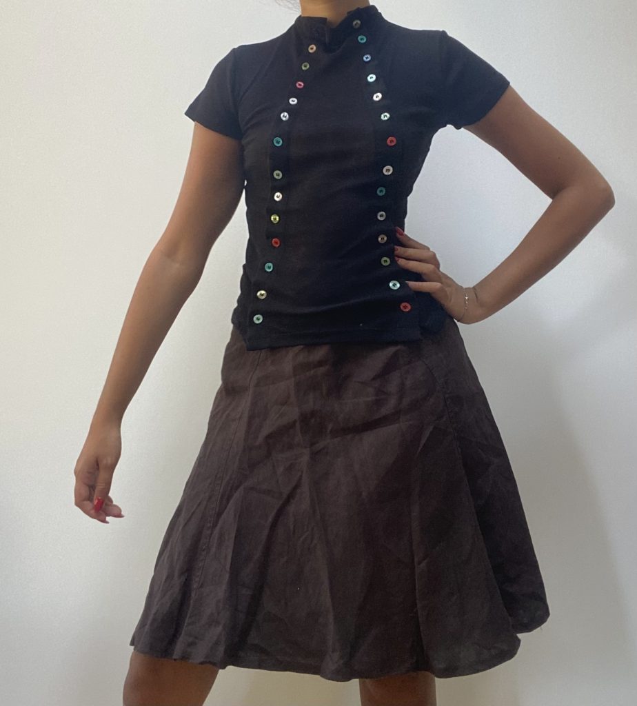 Vintage Black Flared Skirt Size S Cotton Blend