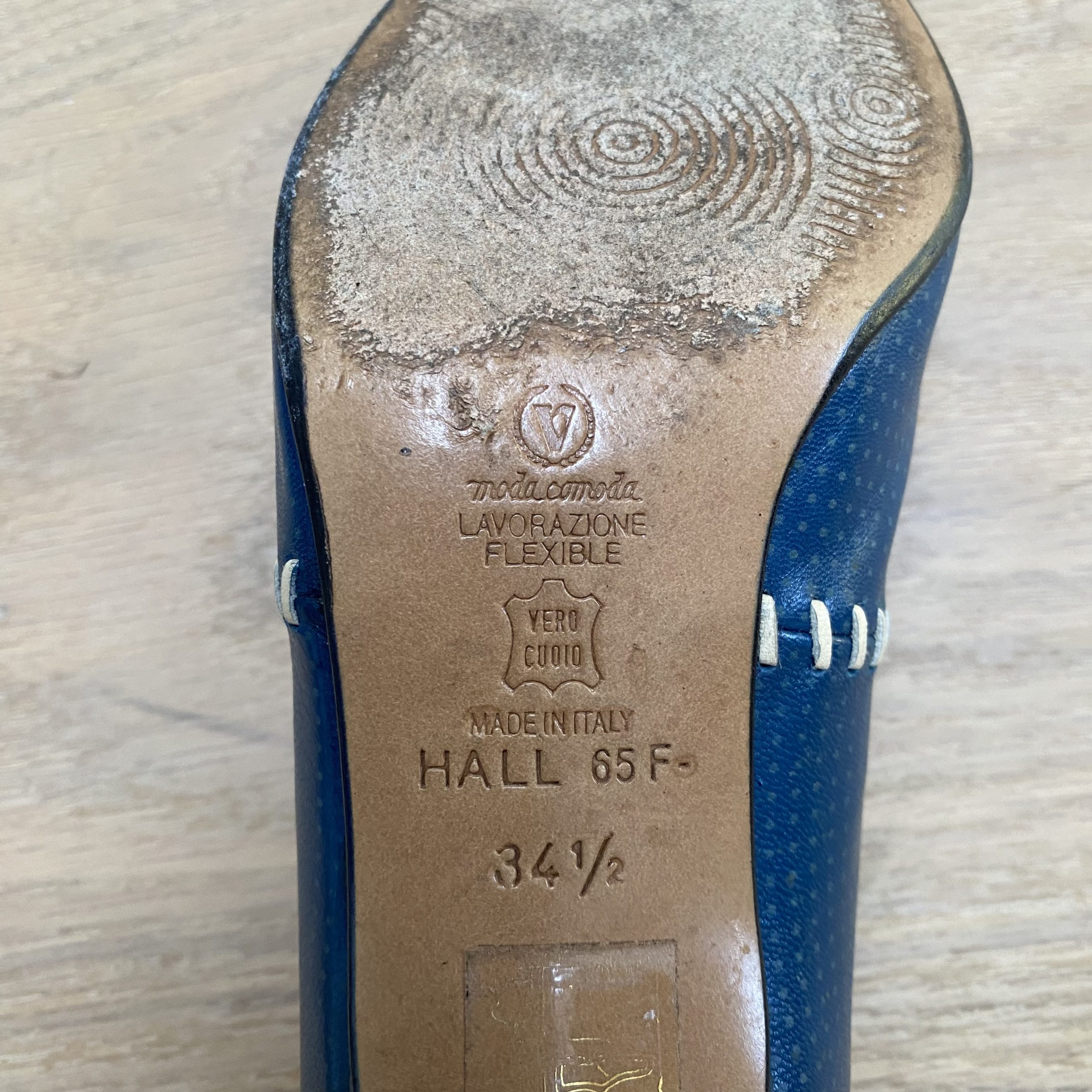 Vintage Valleverde Blue Leather Heeled Shoes EU 34.5 image 5