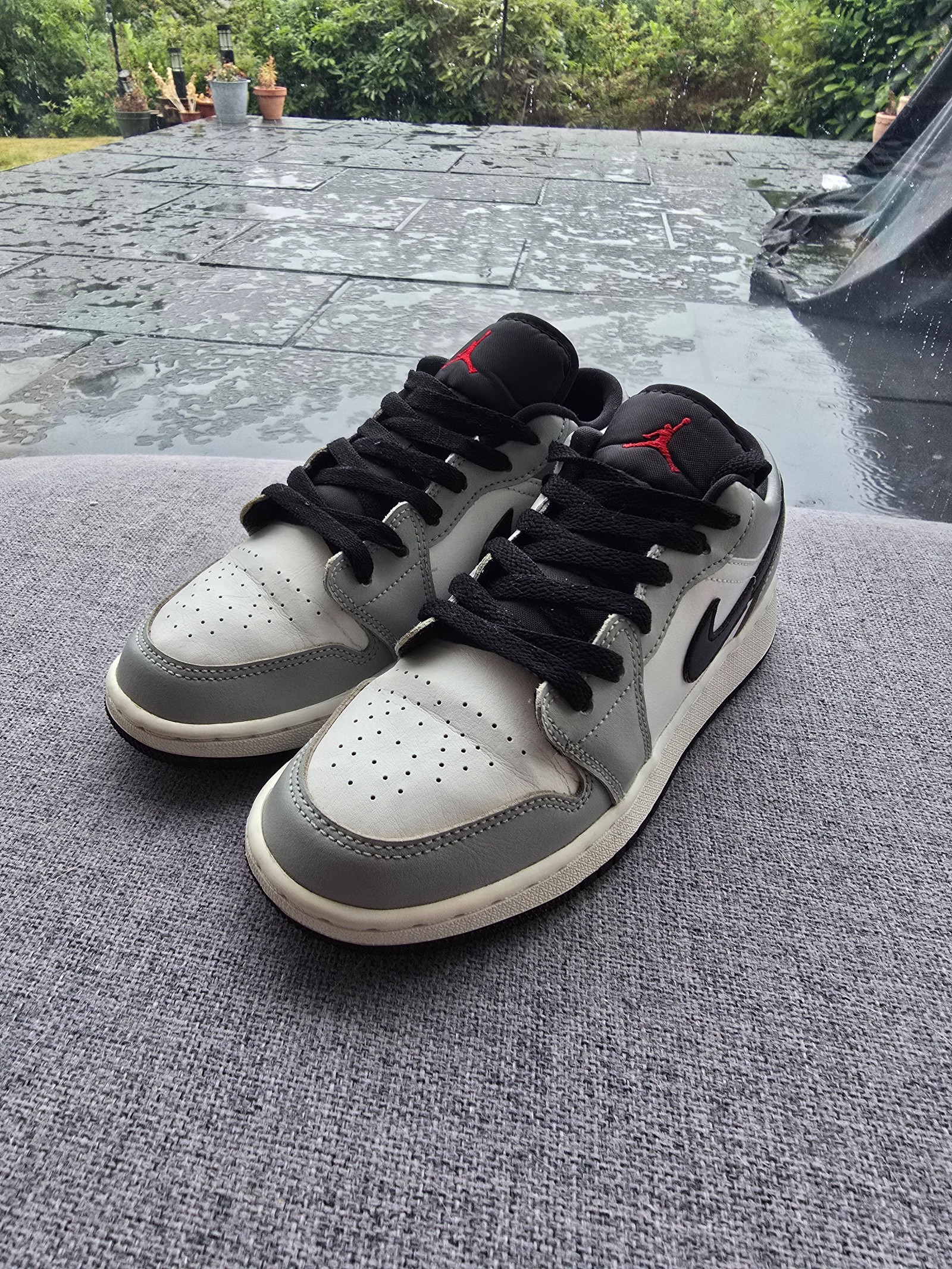 Nike Grey, White & Black Air Jordan 1 Low UK 4.5 Sneakers
