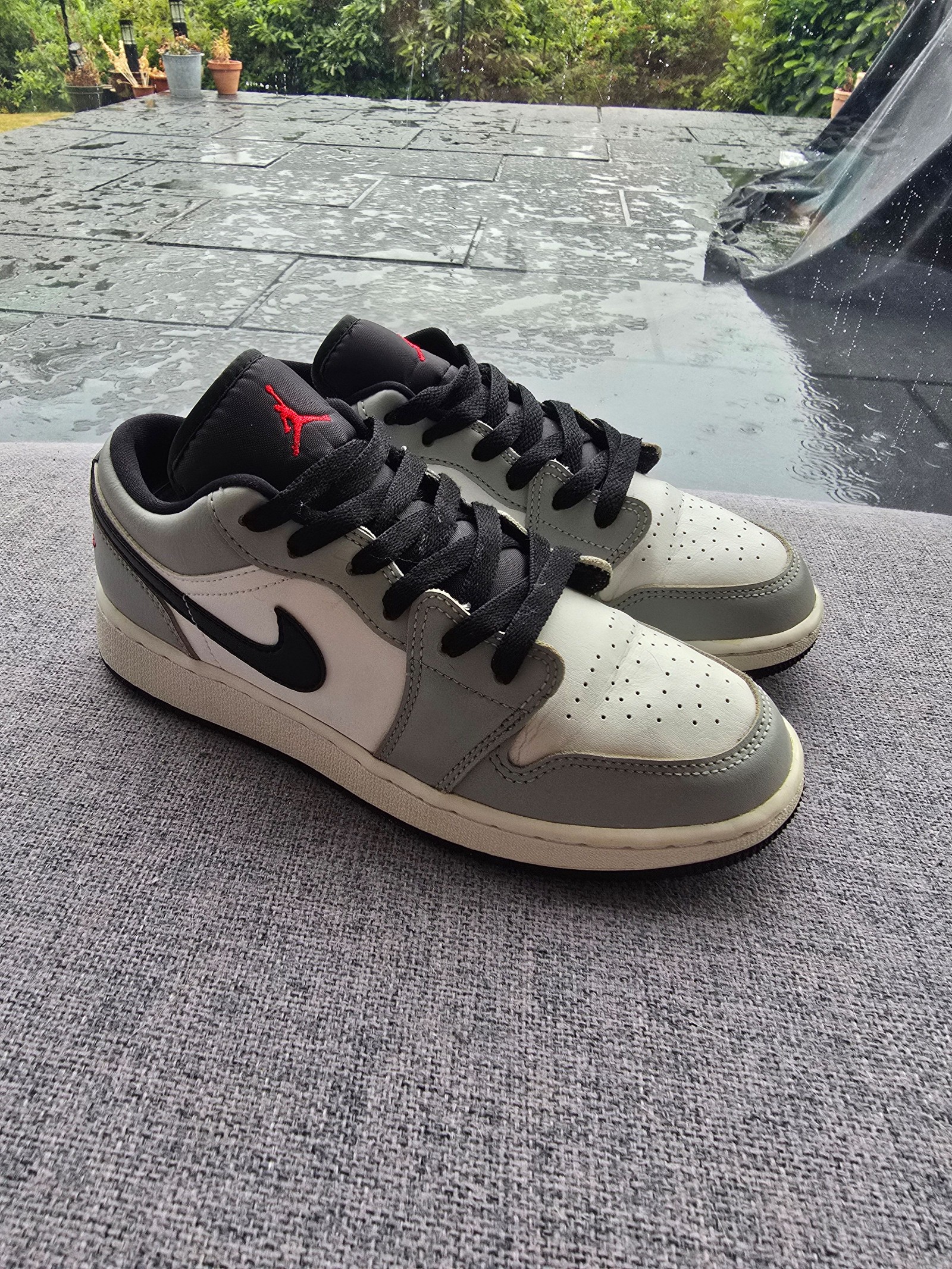 Nike Grey, White & Black Air Jordan 1 Low UK 4.5 Sneakers image 2