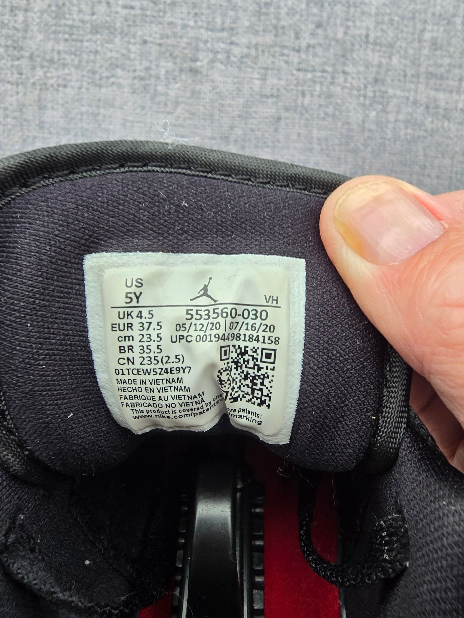 Nike Grey, White & Black Air Jordan 1 Low UK 4.5 Sneakers image 7