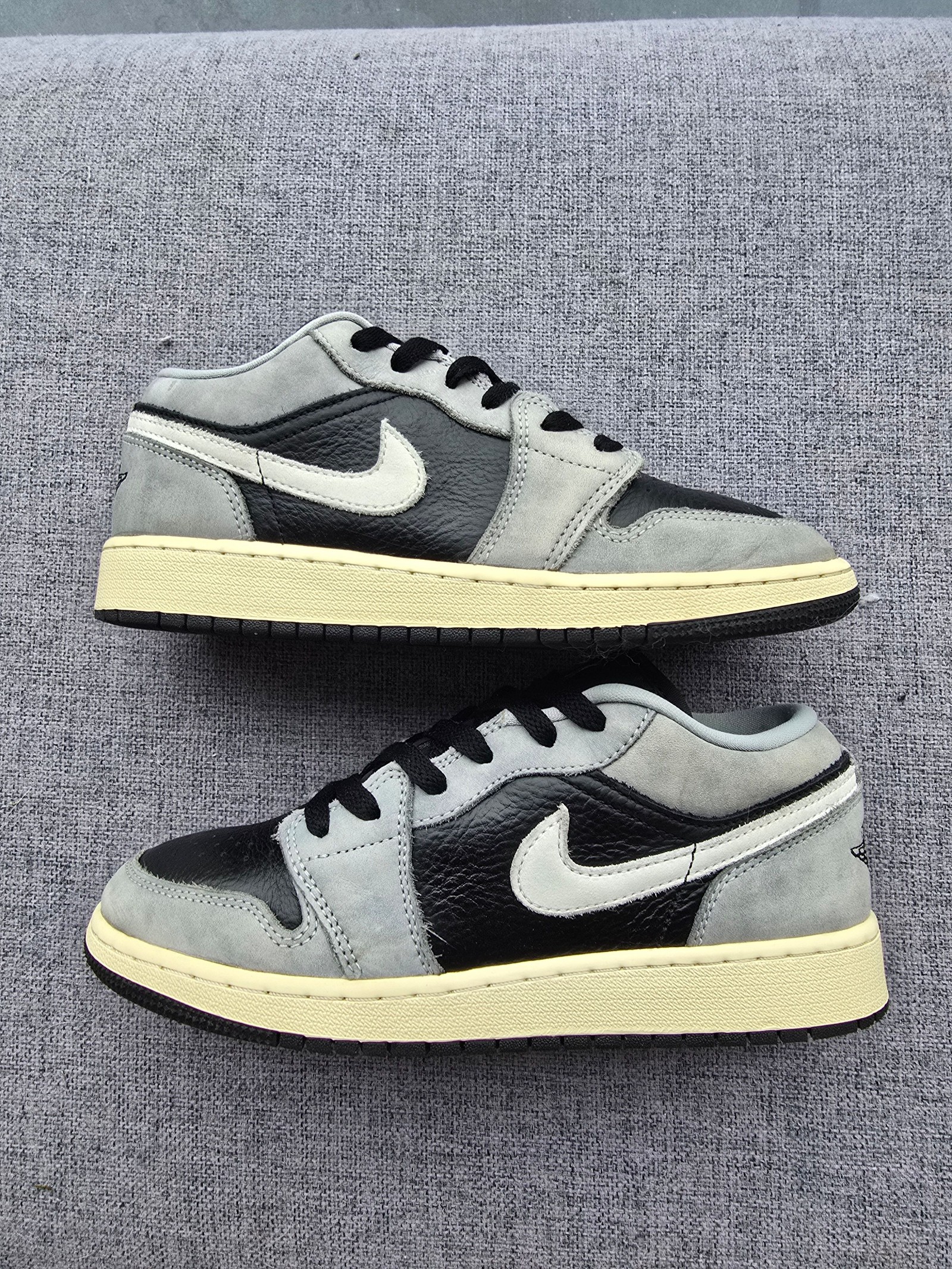 Nike Black, Grey & White Air Jordan 1 Low UK 5 Casual Trainers image 3