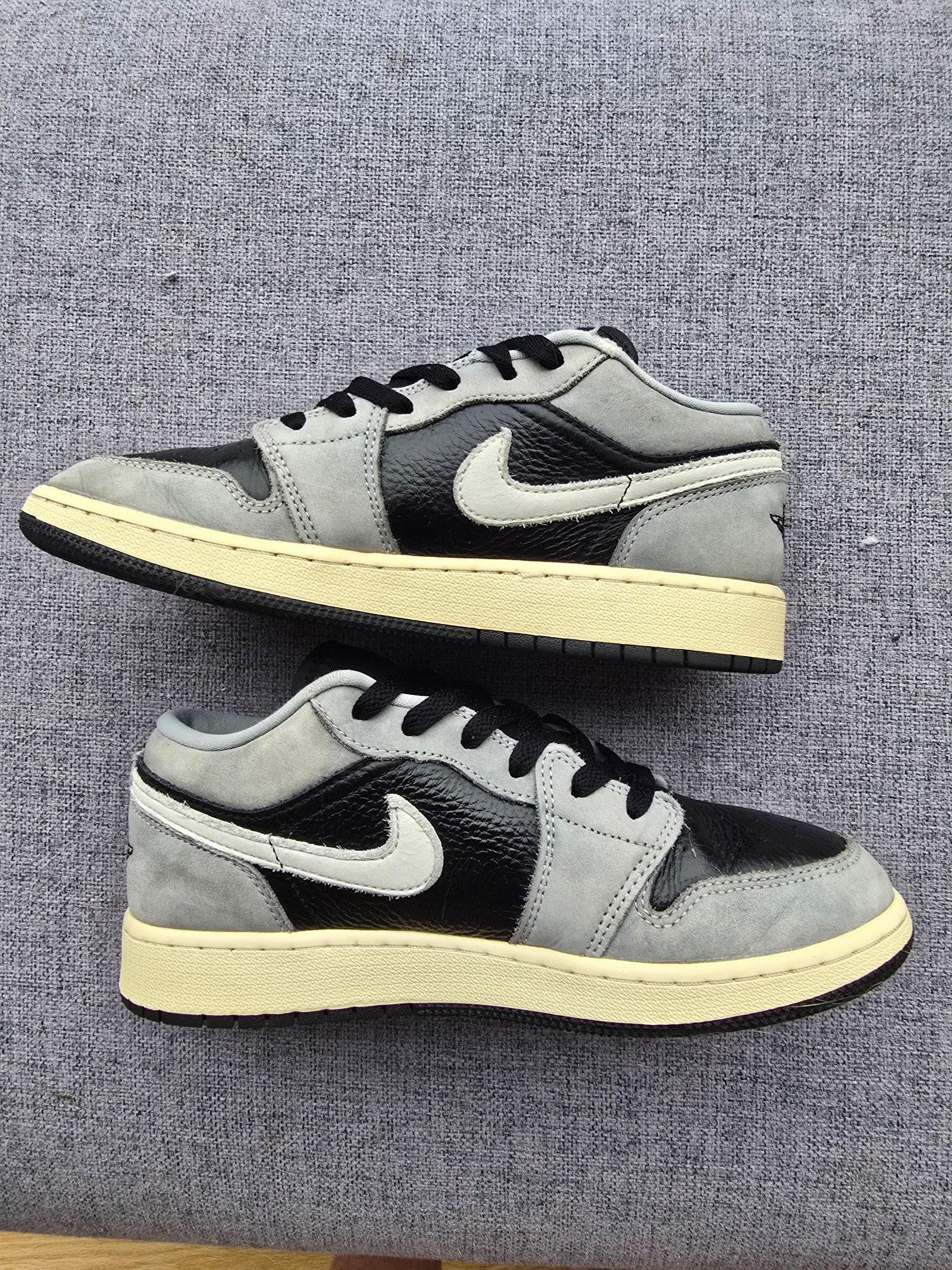 Nike Black, Grey & White Air Jordan 1 Low UK 5 Casual Trainers image 4