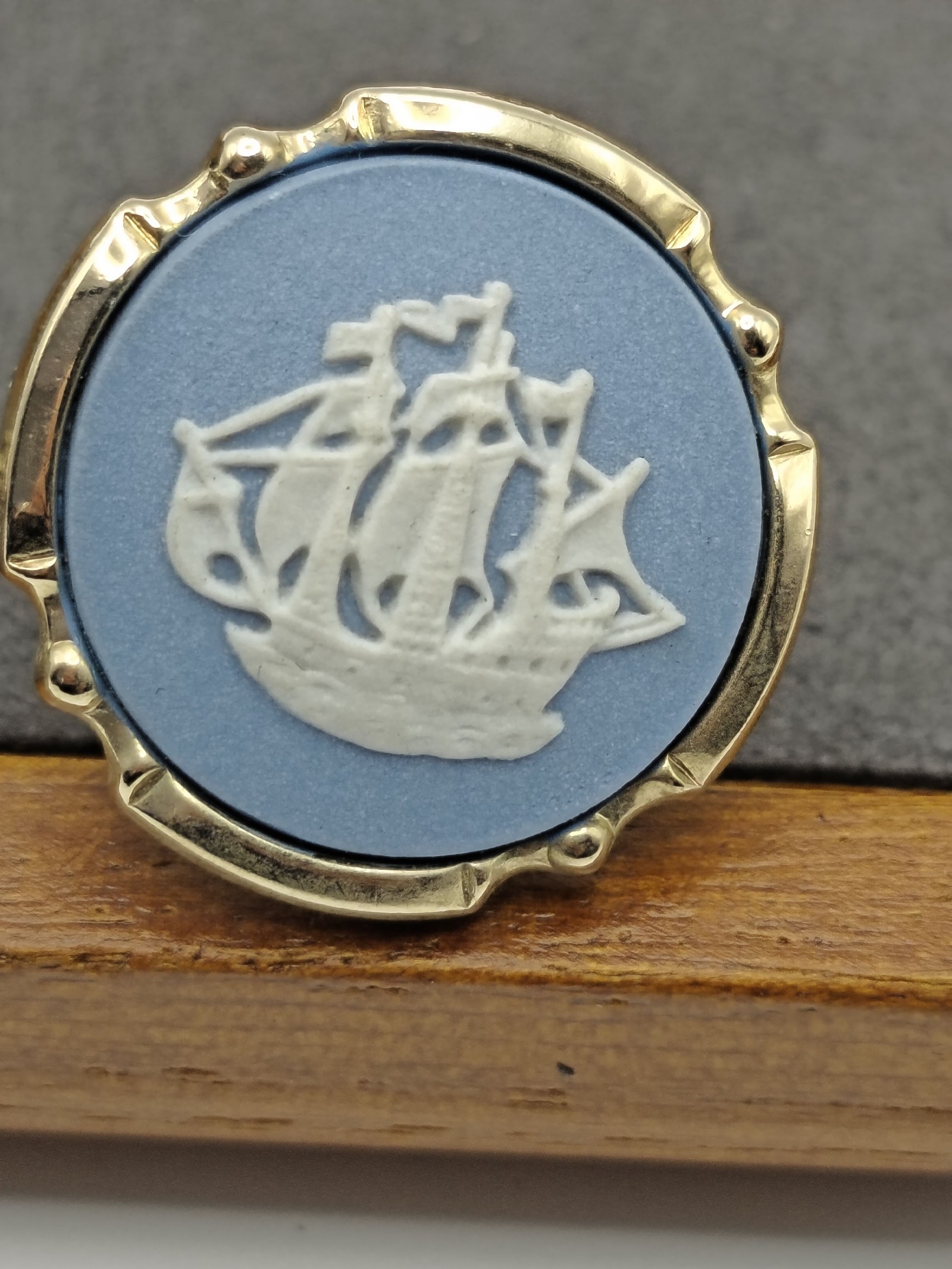 Wedgwood Blue & White Ship Cufflinks & Tie Clip Set Men image 4