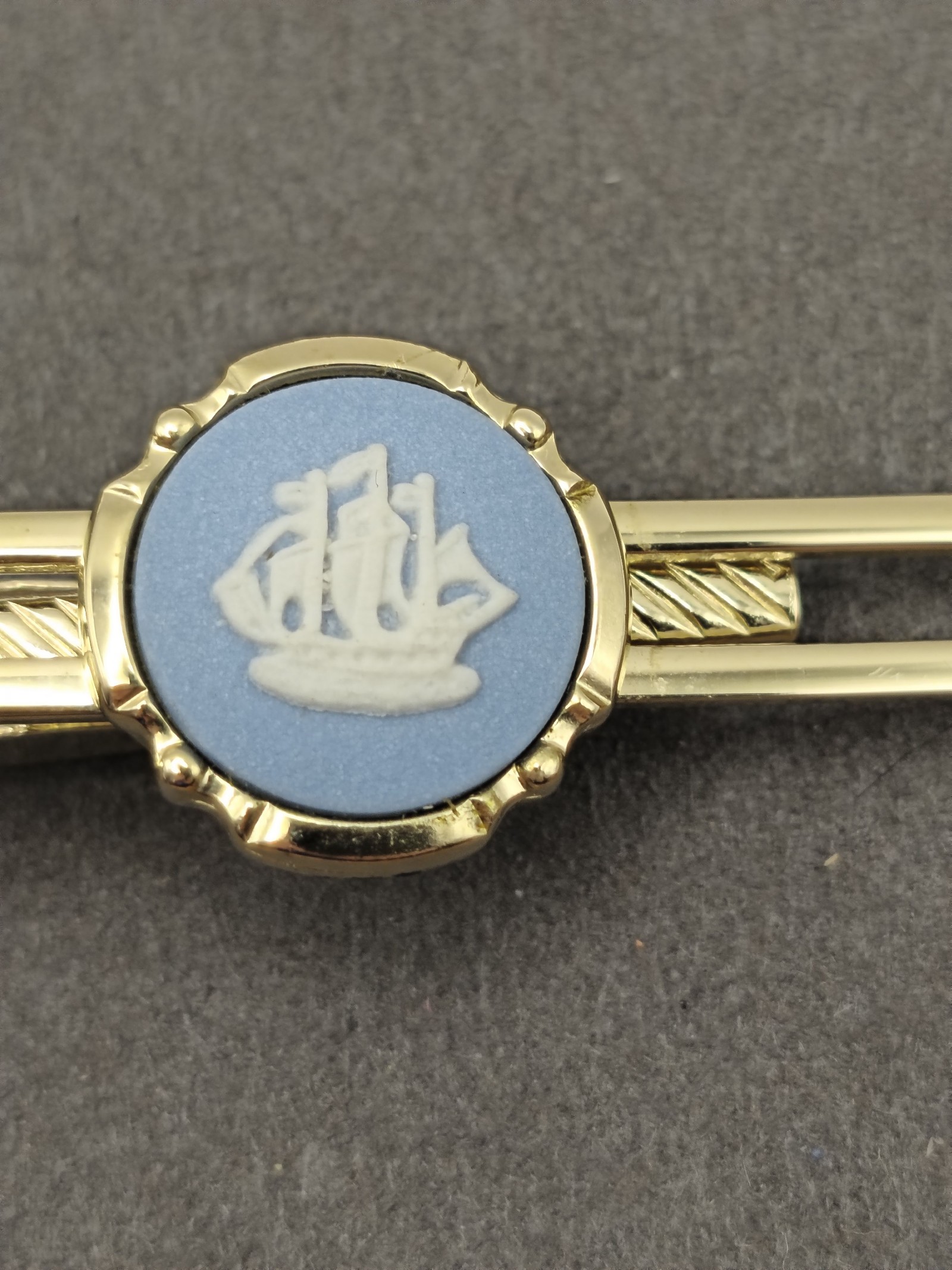 Wedgwood Blue & White Ship Cufflinks & Tie Clip Set Men image 10