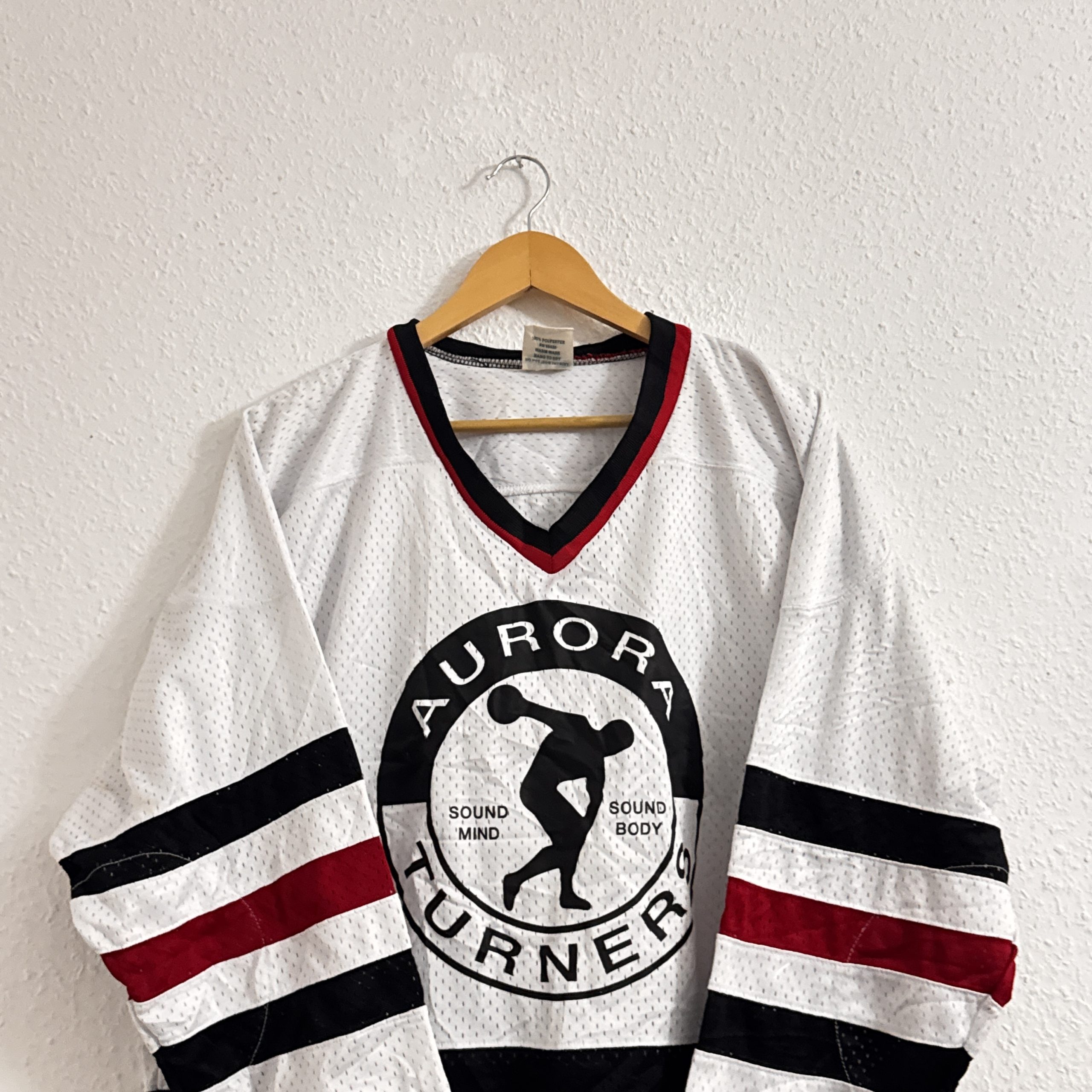 VKM White & Black & Red Aurora Turners Polyester Jersey Large 2792 image 6