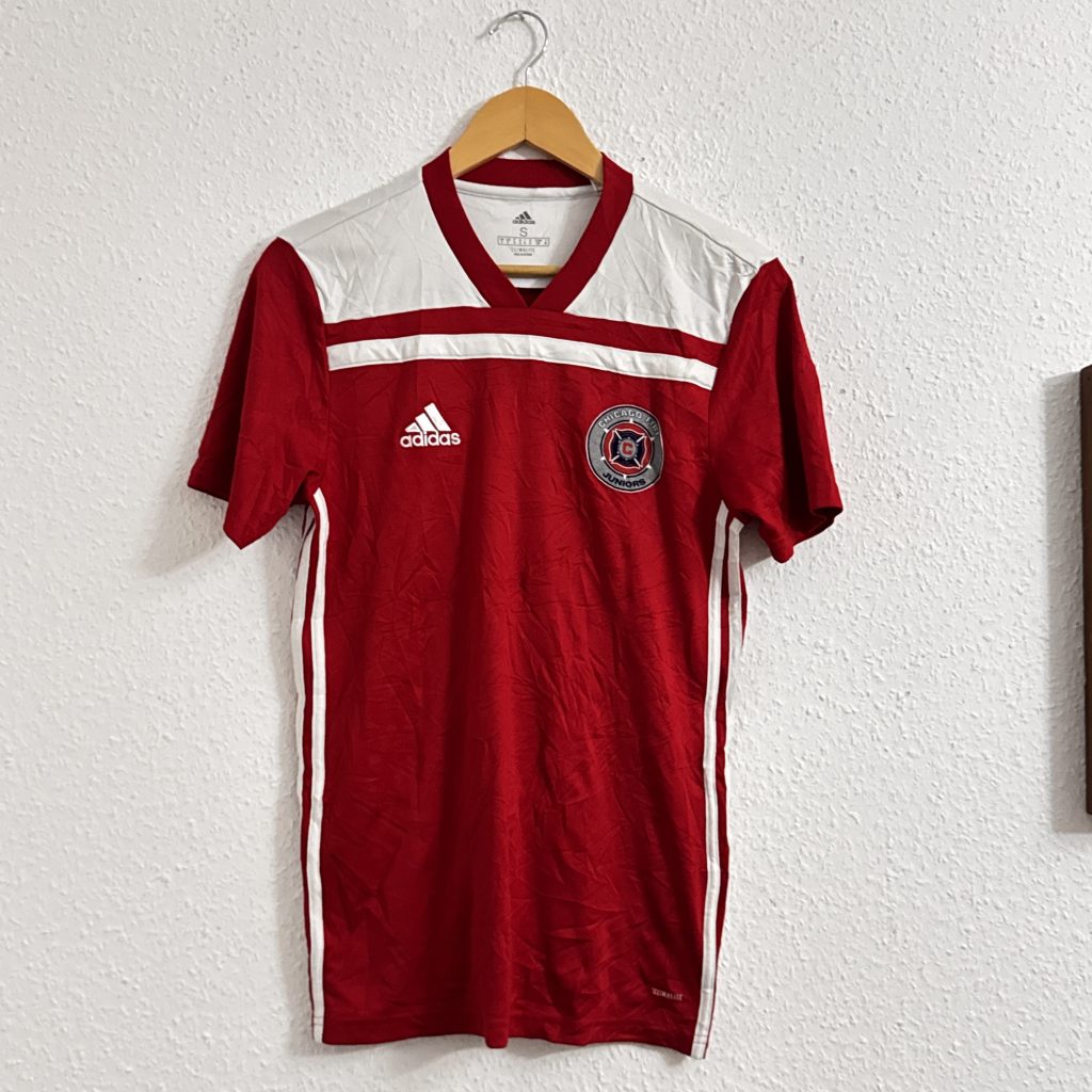 Adidas Red & White Chicago Fire Juniors Soccer Jersey Small 2791