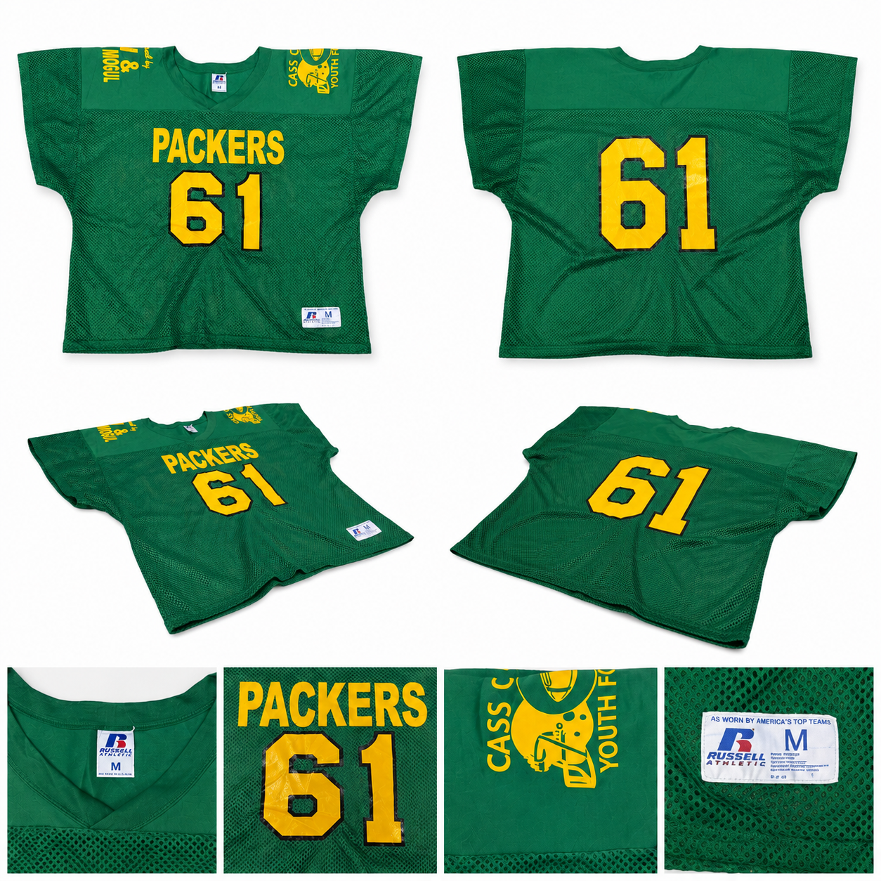 Russell Athletic Green & Yellow Packers Football Jersey M 2693 image 2