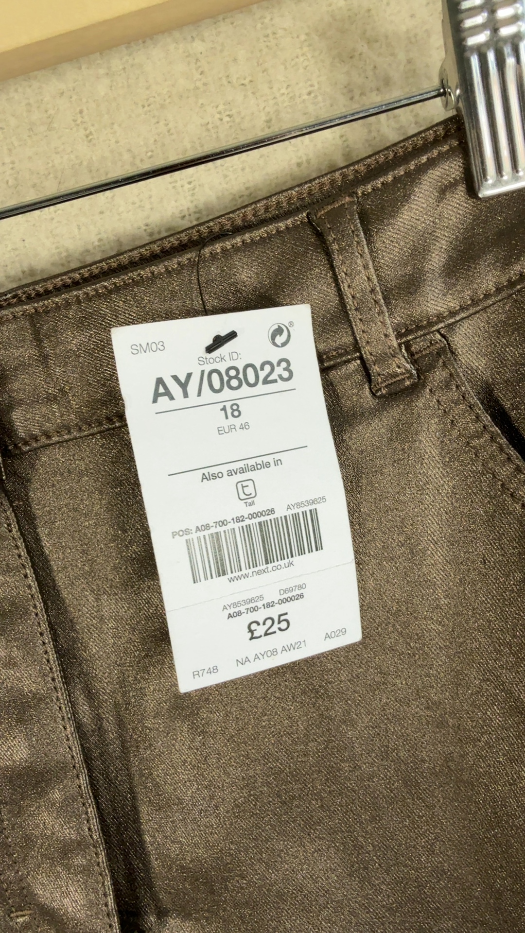 Next Brown Coated Denim Skirt UK 18 Stylish Pocket Detail Casual Chic image 3
