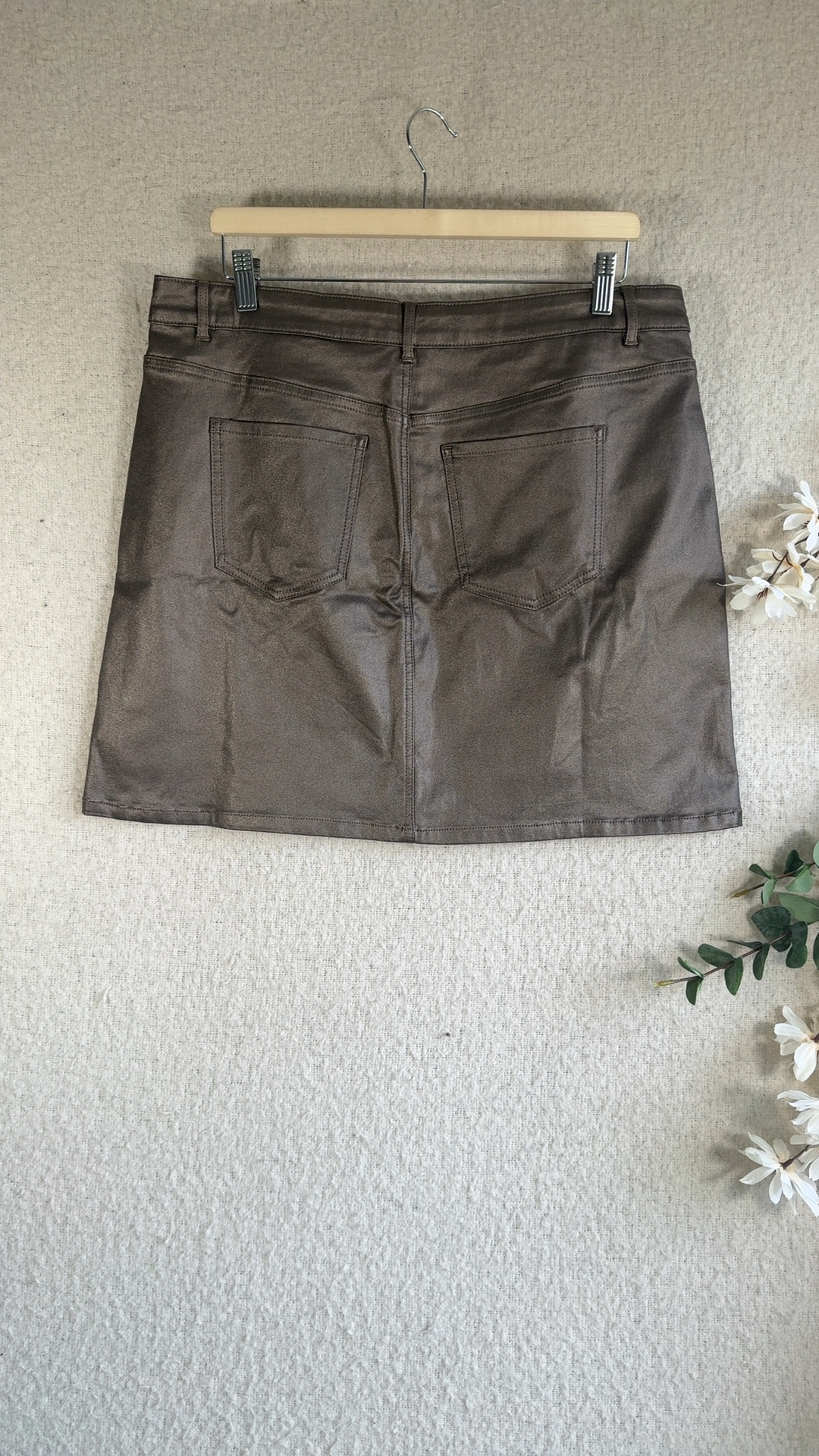 Next Brown Coated Denim Skirt UK 18 Stylish Pocket Detail Casual Chic image 6