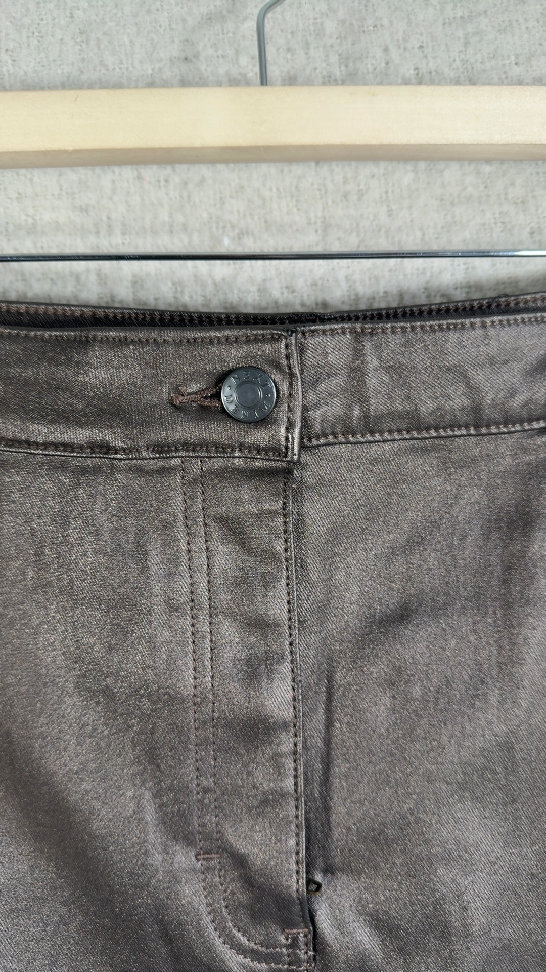 Next Brown Coated Denim Skirt UK 18 Stylish Pocket Detail Casual Chic image 4