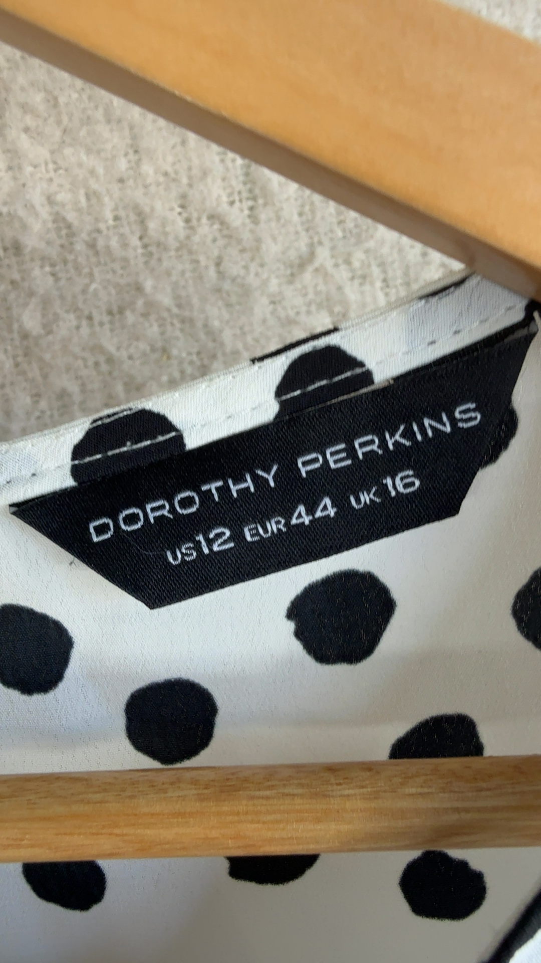 Dorothy Perkins White & Black Polka Dot Blouse UK 16 Elegant Puff Sleeve Top image 3