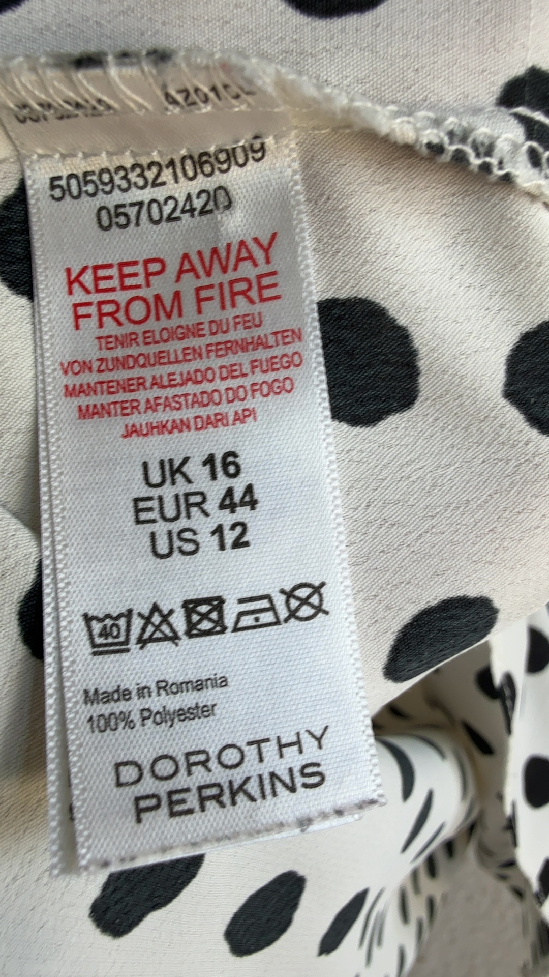 Dorothy Perkins White & Black Polka Dot Blouse UK 16 Elegant Puff Sleeve Top image 6