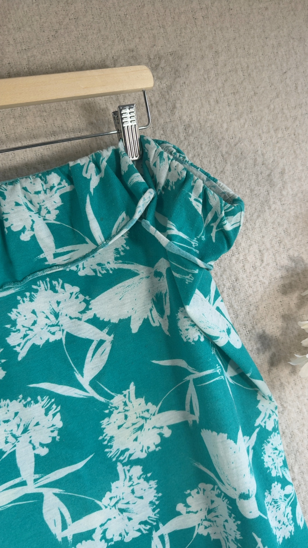 Peacocks Teal & White Floral Print Elastic Bordeaux top UK XL Casual Summer image 3