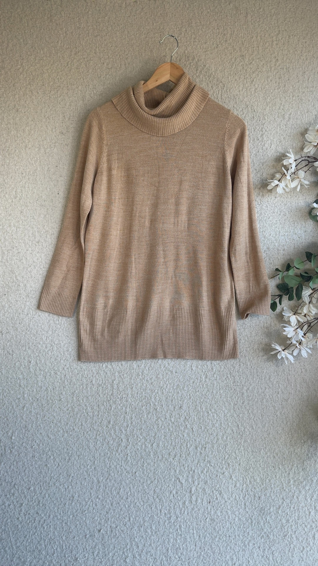 M&S Collection Camel Roll Neck Sweater UK 14 Soft Comfortable Knitwear