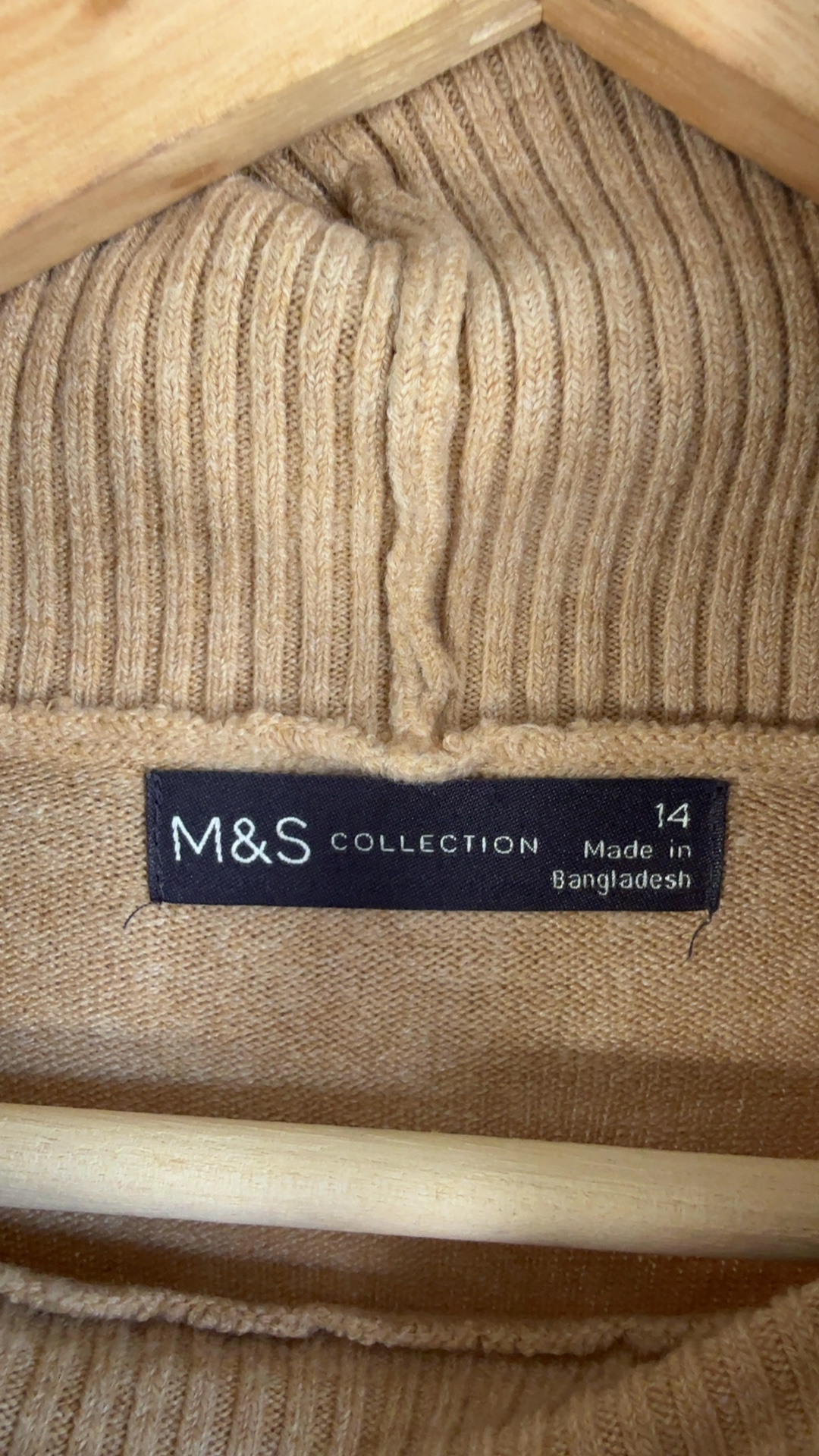 M&S Collection Camel Roll Neck Sweater UK 14 Soft Comfortable Knitwear image 3
