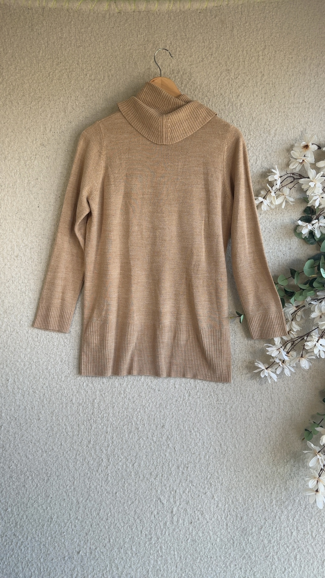 M&S Collection Camel Roll Neck Sweater UK 14 Soft Comfortable Knitwear image 4