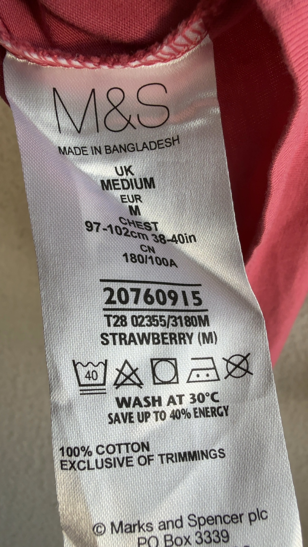 M&S Strawberry Pink Tailored Fit Polo Shirt Medium Casual Everyday Wear image 6