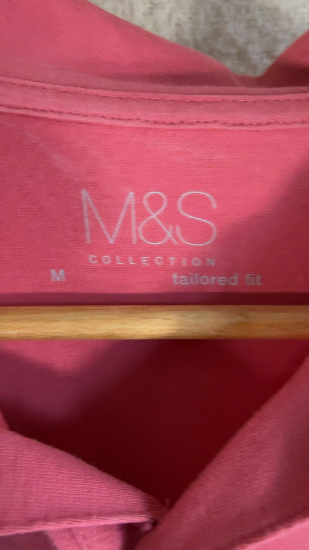 M&S Strawberry Pink Tailored Fit Polo Shirt Medium Casual Everyday Wear image 4