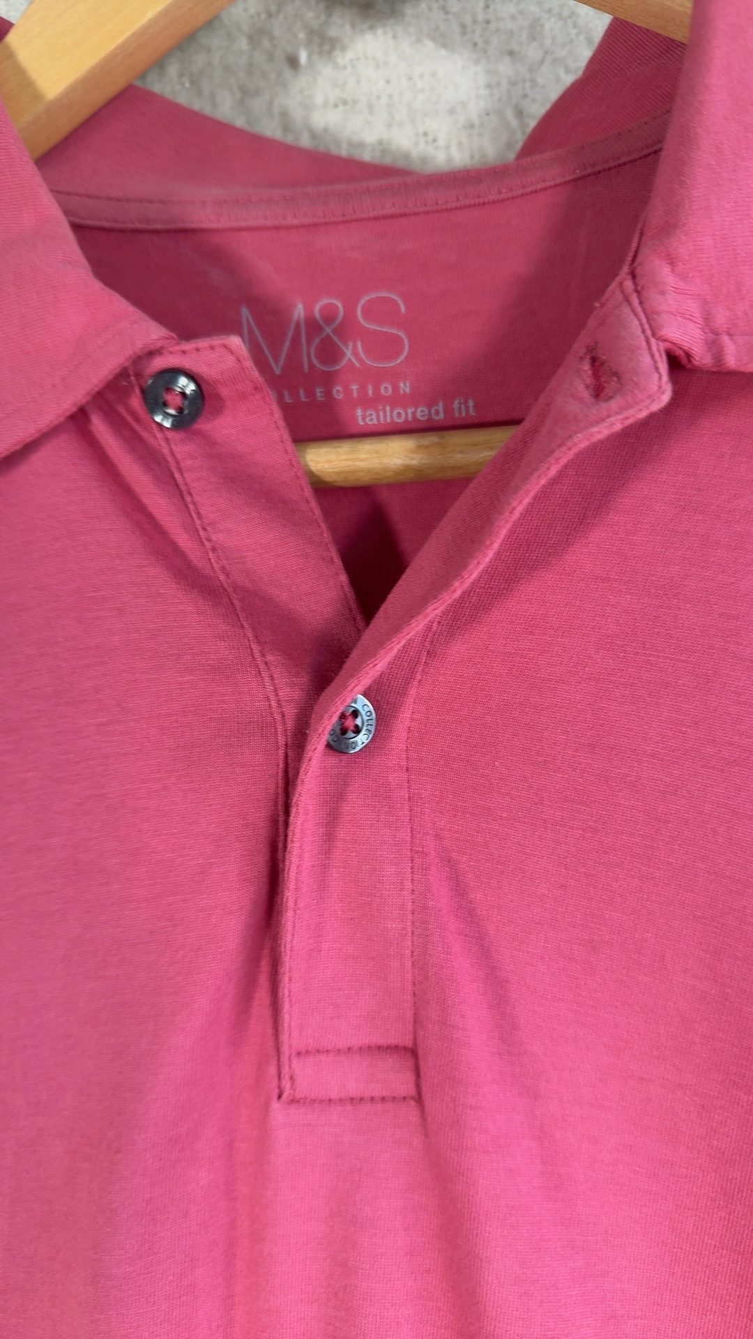 M&S Strawberry Pink Tailored Fit Polo Shirt Medium Casual Everyday Wear image 2