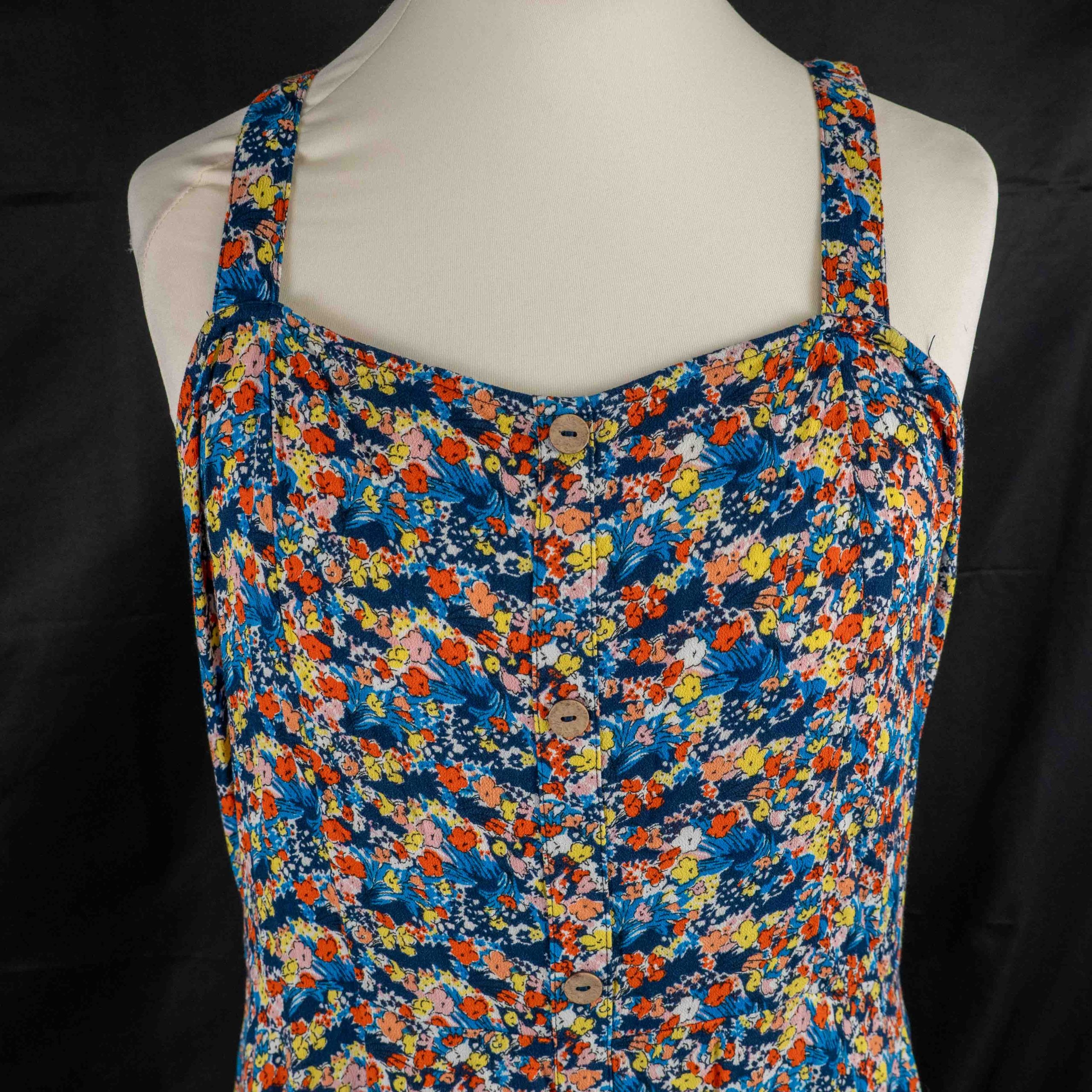 Next Beachwear Dress Blue Floral Sleeveless 20 Pre-Owned