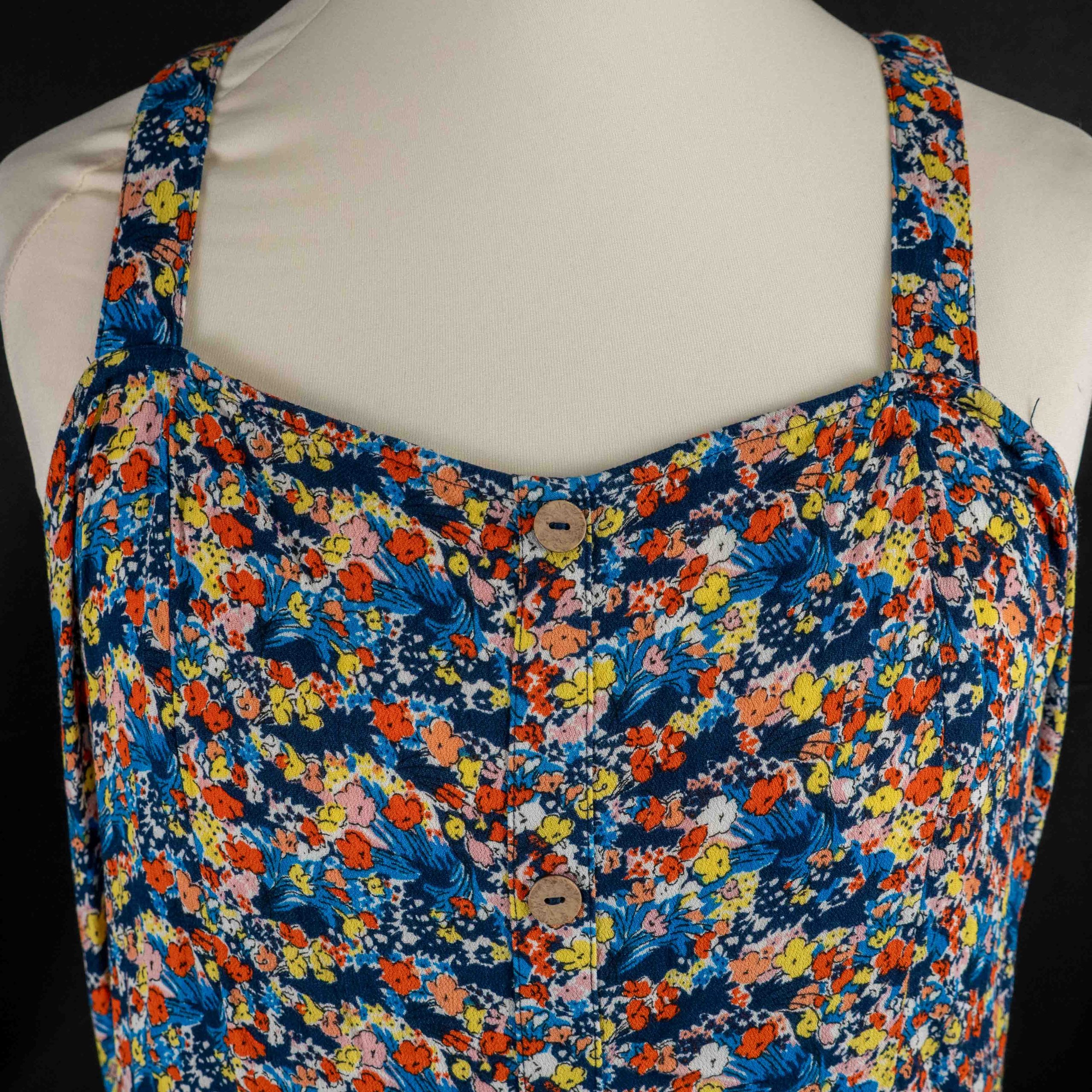 Next Beachwear Dress Blue Floral Sleeveless 20 Pre-Owned image 2