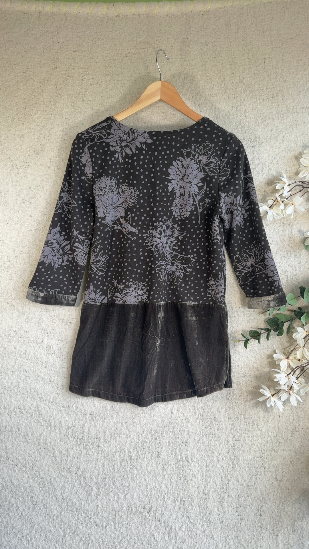 White Stuff Grey Floral Print Cotton Blend Tunic Top UK 8 Lightweight Design image 4