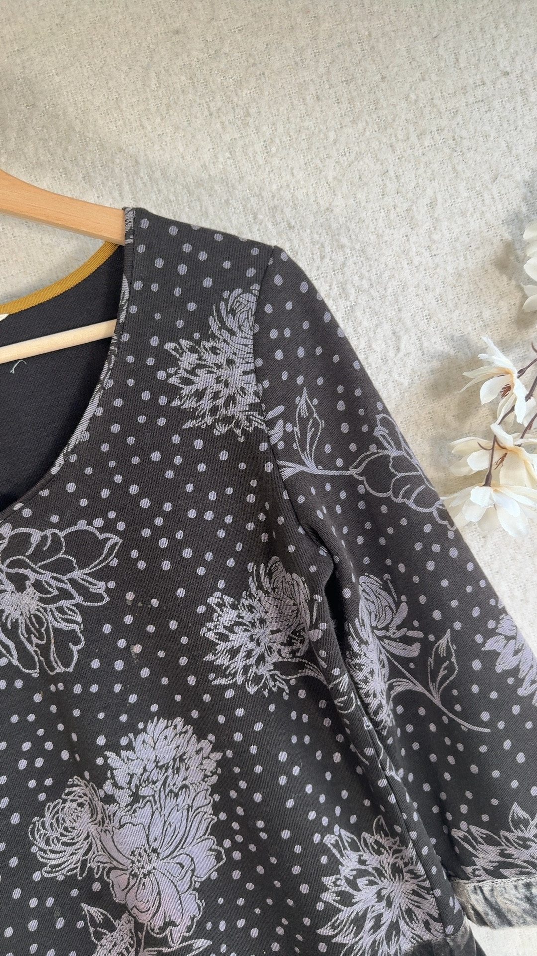 White Stuff Grey Floral Print Cotton Blend Tunic Top UK 8 Lightweight Design image 2