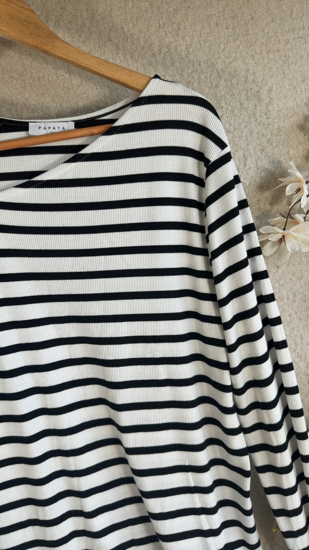 Papaya Black & White Striped Long Sleeve Top UK 20 Classic Fit Casual image 3