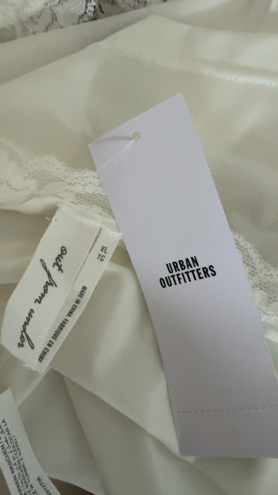 Urban Outfitters White Lace Trim Cami Top XL Feminine Sheer Look image 2